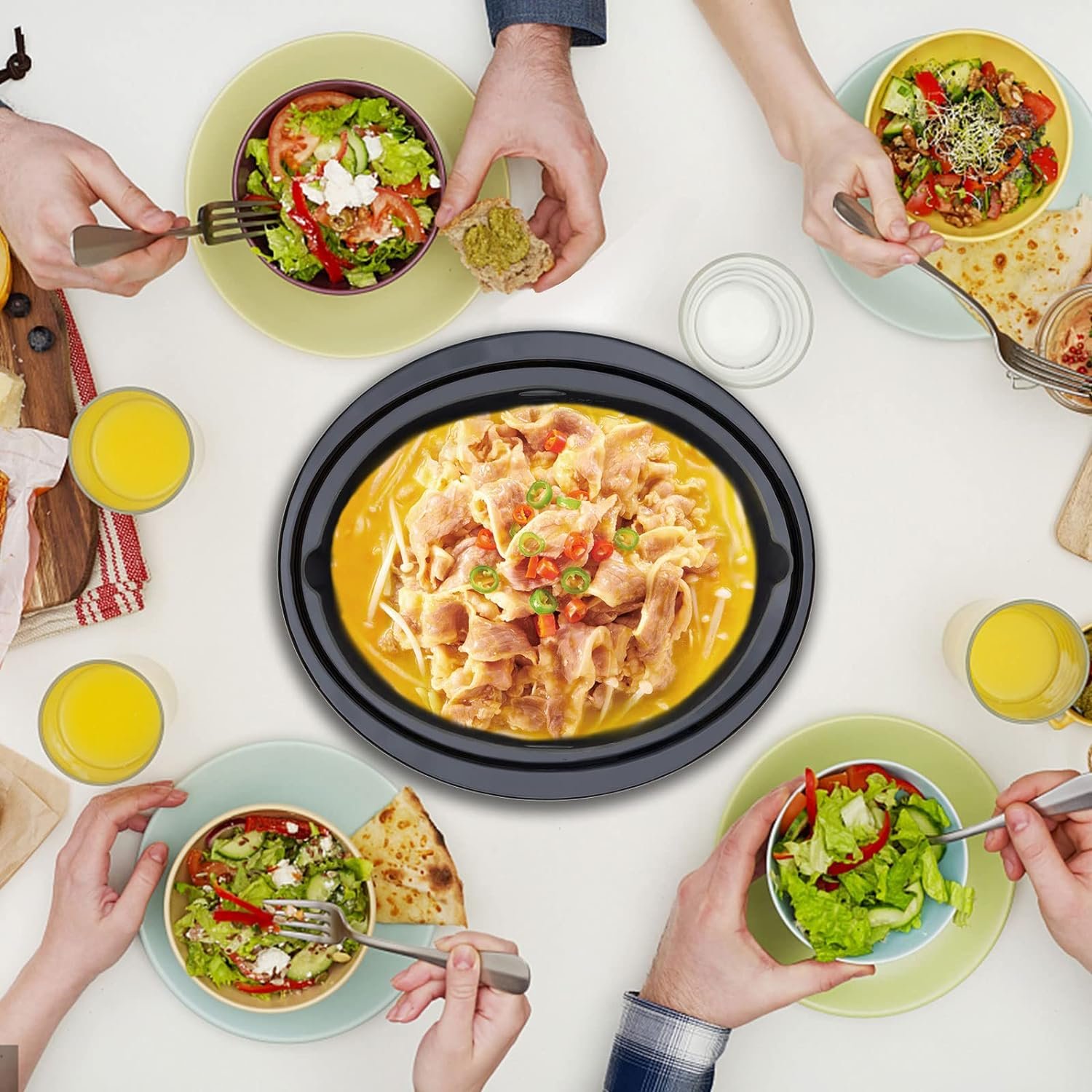 Horuhue Silicone Liners Fit for Crock Pots/Slow Cookers 7-8QT, Slow Cooker Divider Insert Compatible for Crock Pot Liners, Reusable/BPA Free/Leakproof/Cooking Accessories for Most 7-8 QT Slow Cooker