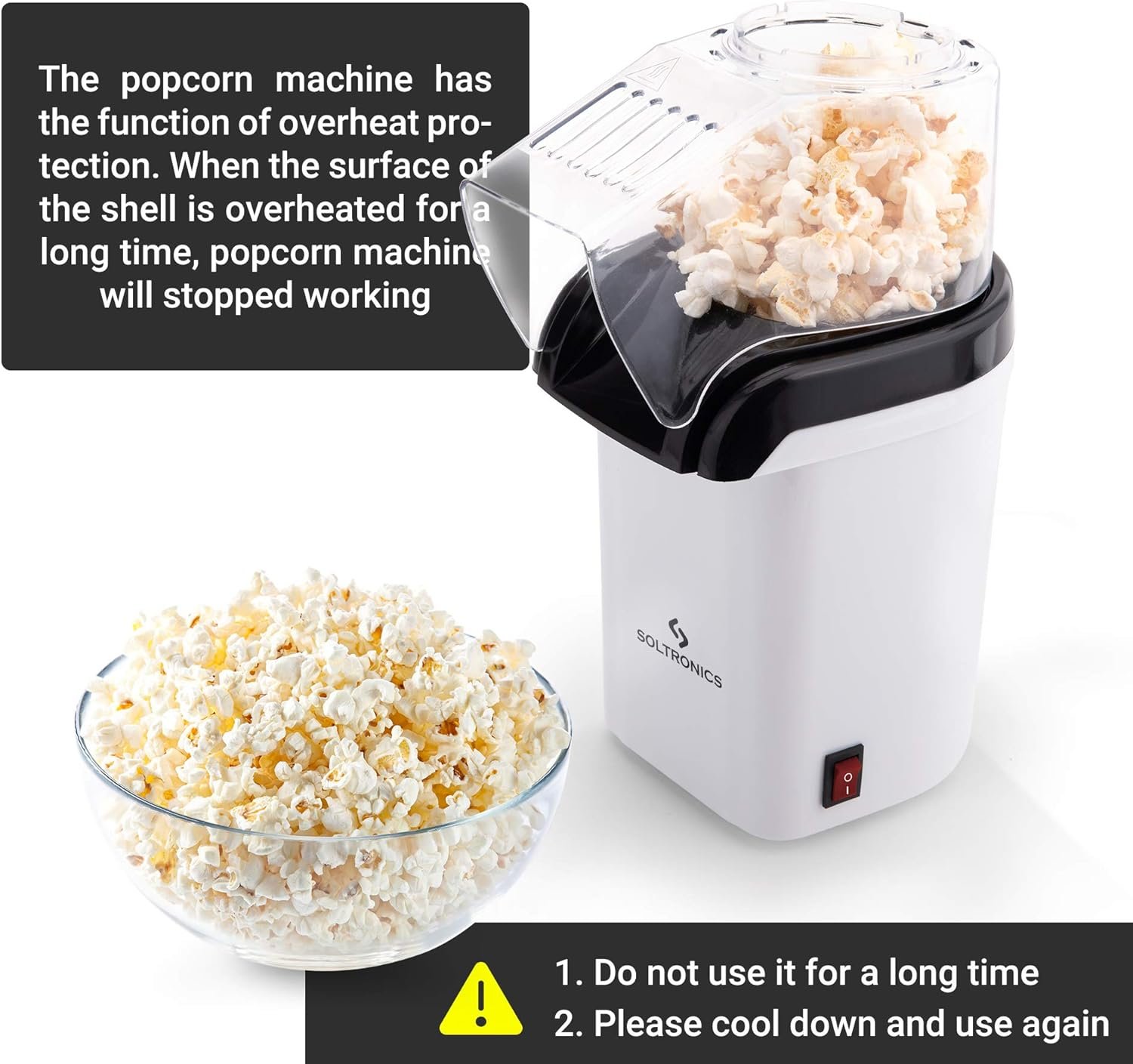 Hot Air Popcorn Popper Maker with Removable Measuring Cup, ETL Certified, No Oil Needed, BPA-Free, 1200W, Green