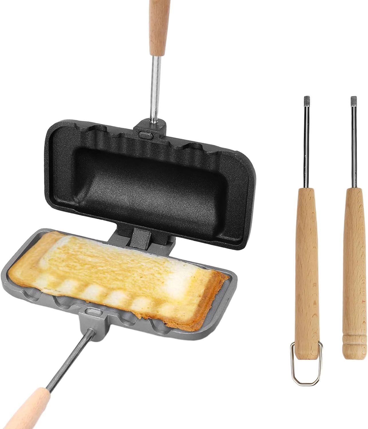 Hot Sandwich Maker, Double-Sided Hot Dog Toaster Nonstick Sandwich Skillet with Removable Handle for Breakfast Pancakes, Toast, Omelets, Egg Panini Press Hot Sandwich Maker, Double-Sided Hot Dog Toaster Nonstick Sandwich Skillet with Removable Handle for Breakfast Pancakes, Toast, Omelets, Egg Panini Press