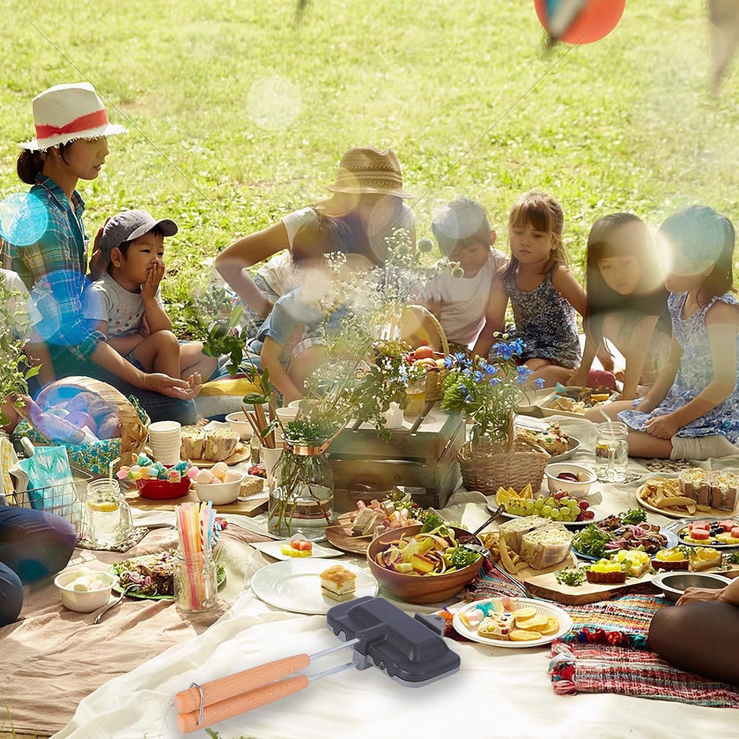 Hot Sandwich Maker, Hot Dog Toaster Double-Sided Nonstick Sandwich Skillet with Removable Handle for Egg Panini Press, Breakfast Pancakes, Toast, Omelets (1 Pack)