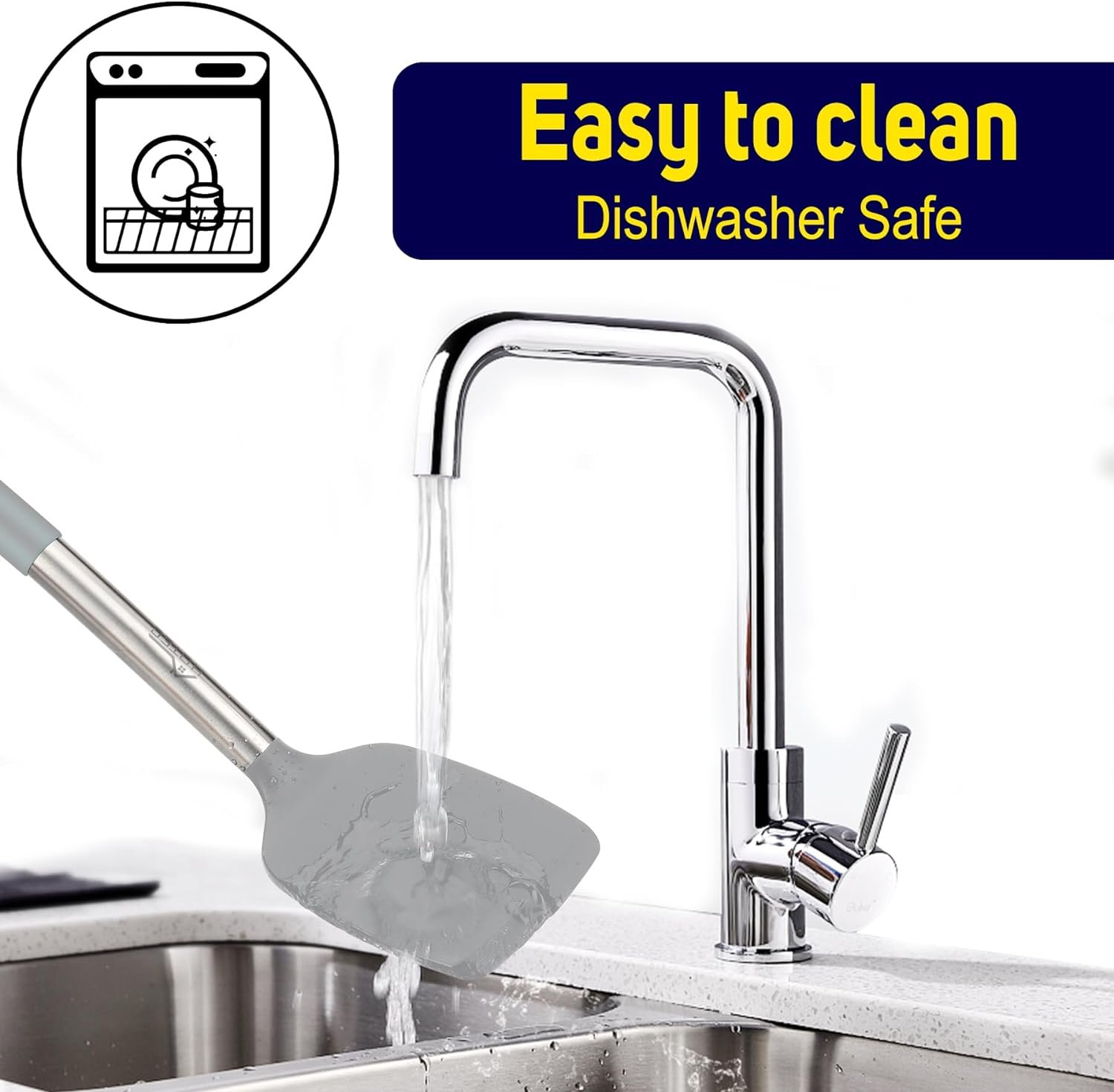 HOTEC Heat Resistant Silicone Slotted Solid Turner Spatula, Kitchen Spatula set，Cooking utensils for Nonstick Cookware, BPA Free,Dishwasher Safe