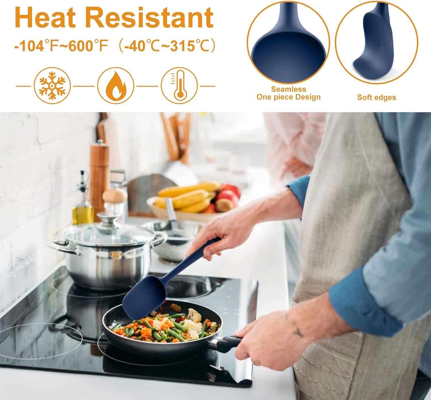 HOTEC Silicone Spatula Set Kitchen Utensils for Baking Cooking Mixing Heat Resistant Non Stick Cookware Food Grade BPA Free Dishwasher Safe (Multi-Color) Set of 9 HOTEC Silicone Spatula Set Kitchen Utensils for Baking Cooking Mixing Heat Resistant Non Stick Cookware Food Grade BPA Free Dishwasher Safe (Multi-Color) Set of 9