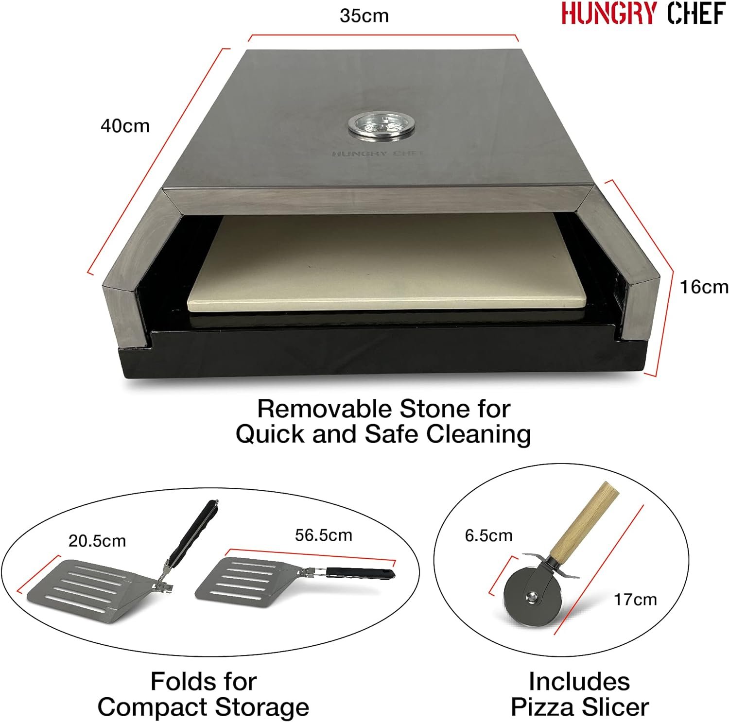 Hungry Chef Pizza Oven, Pizza Maker For Outdoor Grill, Pizza Stone, Stainless Steel