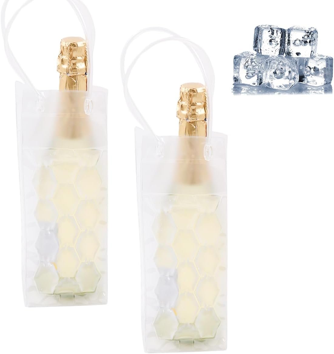 Ice Wine Bag, Wine Cooler, Wine Cooler Refrigerator, Wine Bottle Cooler, Portable Folding Transparent Wine Bag, Suitable for Champagne or White Wine, Chilled Beer, Parties, Wine Cooler Bucket（a pair）