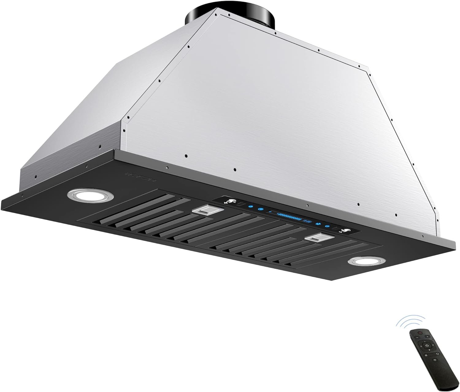 IKTCH 36 inch Black Built-in/Insert Range Hood, 900 CFM Ducted/Ductless Stainless Steel Kitchen Vent Hood with 4 Speed Gesture SensingTouch Control Panel(IKB01-36-BSS)