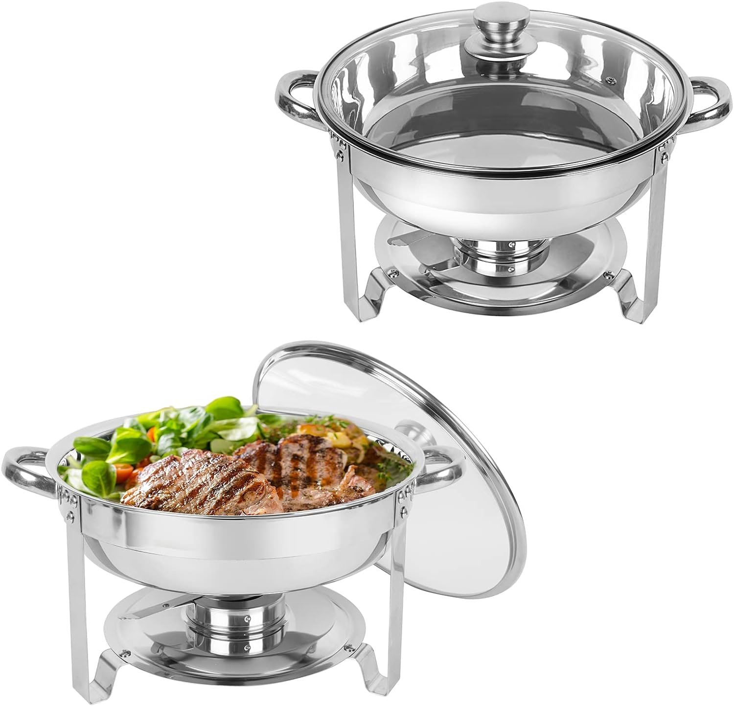 IMACONE Chafing Dish Buffet Set 4 Pack, 5QT Round Stainless Steel Chafer for Catering in Glass Lid, Chafers and Buffet Warmer Sets w/Food Water Pan, Lid, Frame, Fuel Holder for Event Party Holiday IMACONE Chafing Dish Buffet Set 4 Pack, 5QT Round Stainless Steel Chafer for Catering in Glass Lid, Chafers and Buffet Warmer Sets w/Food Water Pan, Lid, Frame, Fuel Holder for Event Party Holiday