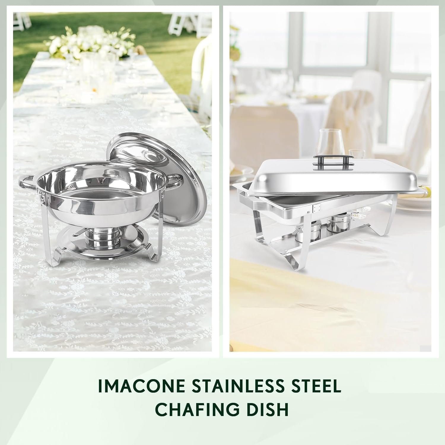 IMACONE Chafing Dish Buffet Set 4 Pack, 8 QT Rectangle 5QT Round Stainless Steel Chafer for Catering, Chafers and Buffet Warmer Sets w/Food Water Pan, Lid, Fuel Holder for Event Party Holiday IMACONE Chafing Dish Buffet Set 4 Pack, 8 QT Rectangle 5QT Round Stainless Steel Chafer for Catering, Chafers and Buffet Warmer Sets w/Food Water Pan, Lid, Fuel Holder for Event Party Holiday