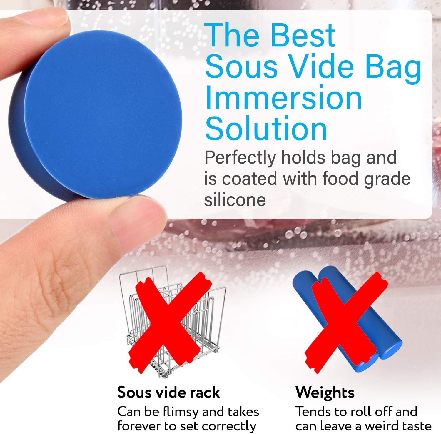 IMPRESA [4 pack] Sous Vide Magnets to Keep Bags Submerged and In Place - Sous Vide Accessories to Stop Floating Bags and Undercooking - Great Alternative to Sous Vide Weights, Balls, Clips, and Racks