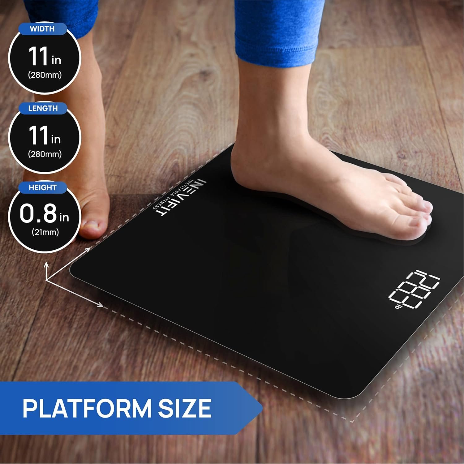 INEVIFIT Bathroom Scale, Highly Accurate Digital Bathroom Body Scale, Measures Weight up to 400 lbs. Includes Batteries INEVIFIT Bathroom Scale, Highly Accurate Digital Bathroom Body Scale, Measures Weight up to 400 lbs. Includes Batteries