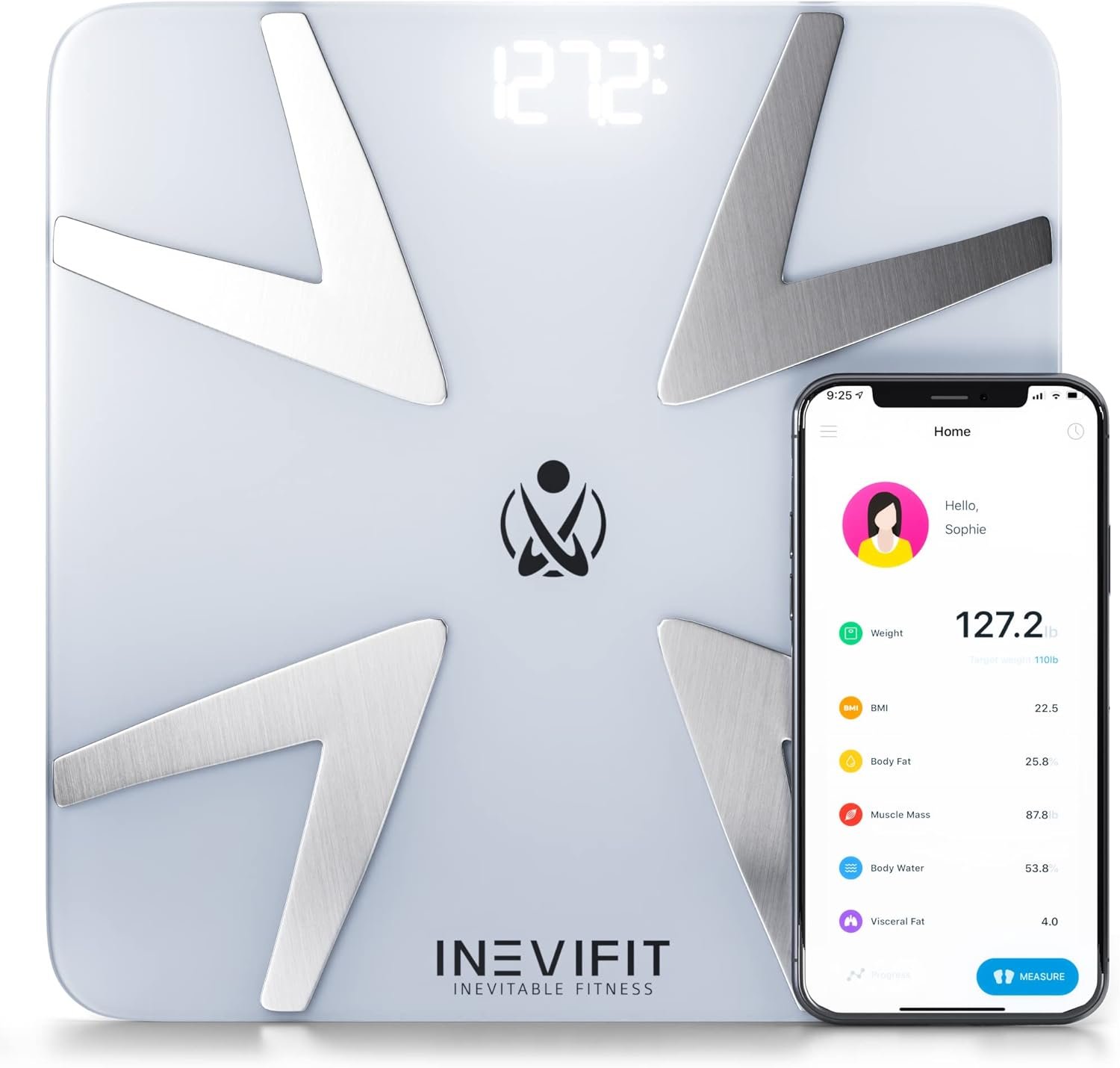 INEVIFIT Smart Body Fat Scale, Highly Accurate Bluetooth Digital Bathroom Body Composition Analyzer, Measures Weight, Body Fat, Water, Muscle, BMI, Visceral Fat Bone Mass for Unlimited Users INEVIFIT Smart Body Fat Scale, Highly Accurate Bluetooth Digital Bathroom Body Composition Analyzer, Measures Weight, Body Fat, Water, Muscle, BMI, Visceral Fat Bone Mass for Unlimited Users