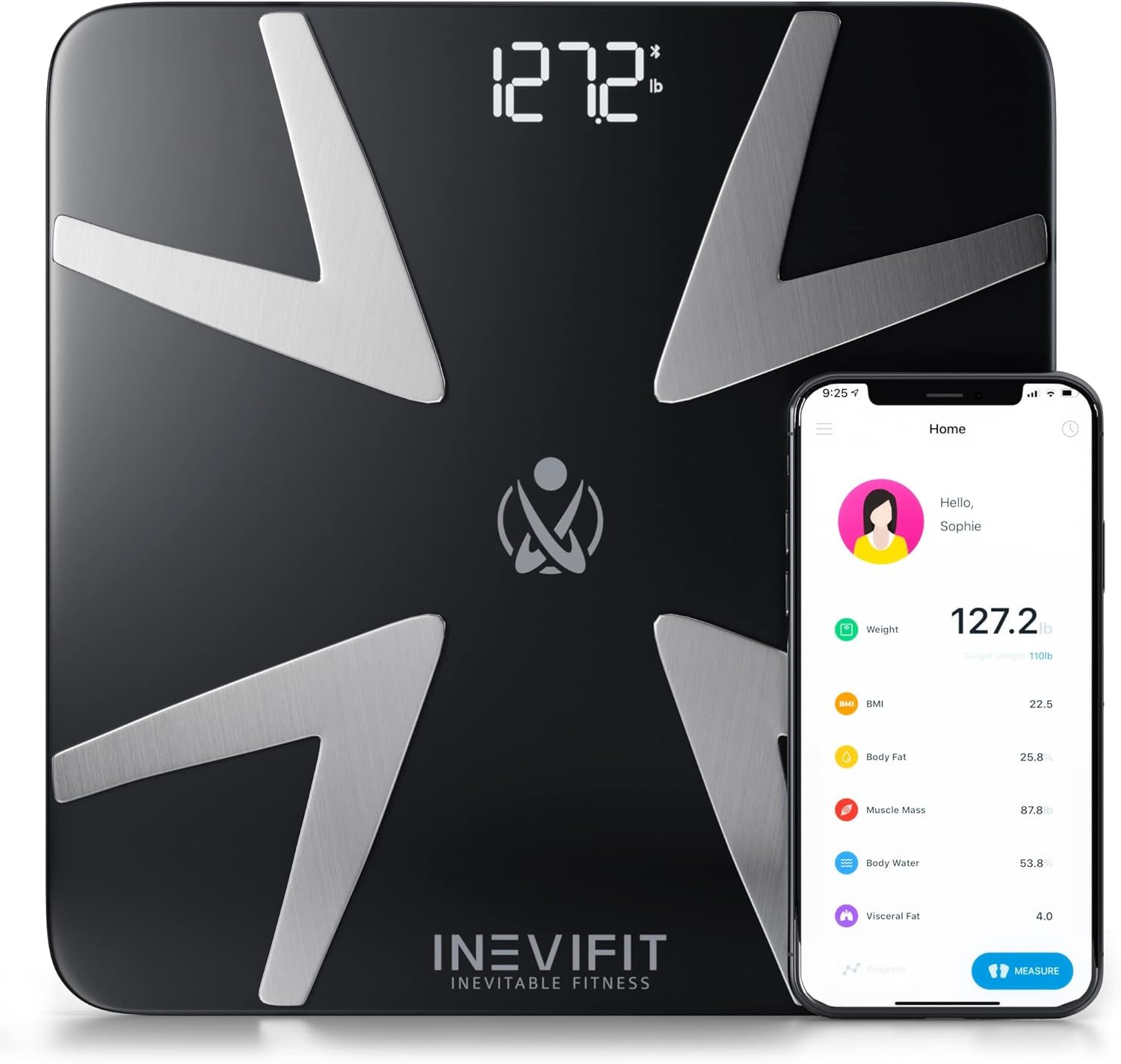 INEVIFIT Smart Body Fat Scale, Highly Accurate Bluetooth Digital Bathroom Body Composition Analyzer, Measures Weight, Body Fat, Water, Muscle, BMI, Visceral Fat Bone Mass for Unlimited Users INEVIFIT Smart Body Fat Scale, Highly Accurate Bluetooth Digital Bathroom Body Composition Analyzer, Measures Weight, Body Fat, Water, Muscle, BMI, Visceral Fat Bone Mass for Unlimited Users