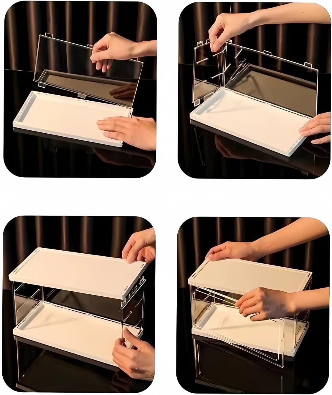 Infinity Stackable Display Case——Dustproof Collectibles Showcase Protection Organizer for Handmade Figures, Toys, and Memorabilia Clear Stackable Design for Versatile Display Options (7.08x6.3x6.5)