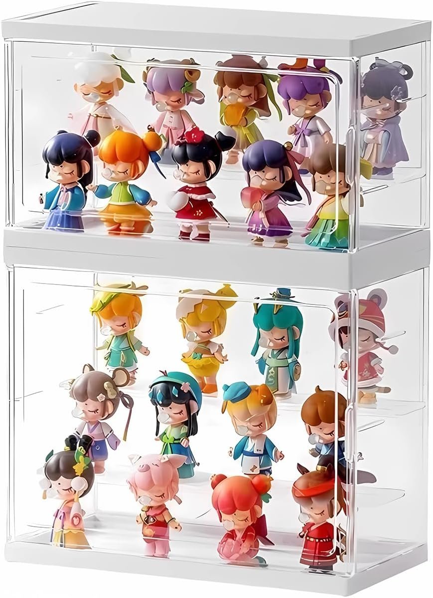 Infinity Stackable Display Case——Dustproof Collectibles Showcase Protection Organizer for Handmade Figures, Toys, and Memorabilia Clear Stackable Design for Versatile Display Options (7.08x6.3x6.5)