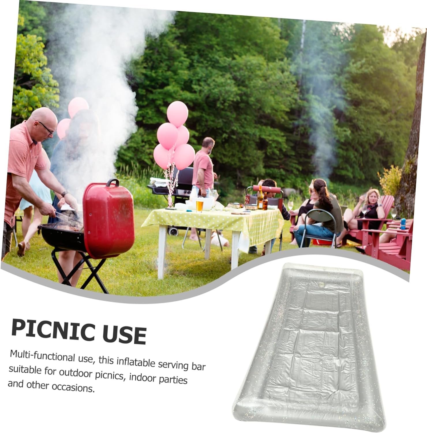 Inflatable Ice Bar Salad Plate Salad Bar Tray Cherry Blossom Ceramic Inflatable Food Cooler Buffet Ice Tray Food Drink Container Swimming Pool Pvc Pool Party Rectangle