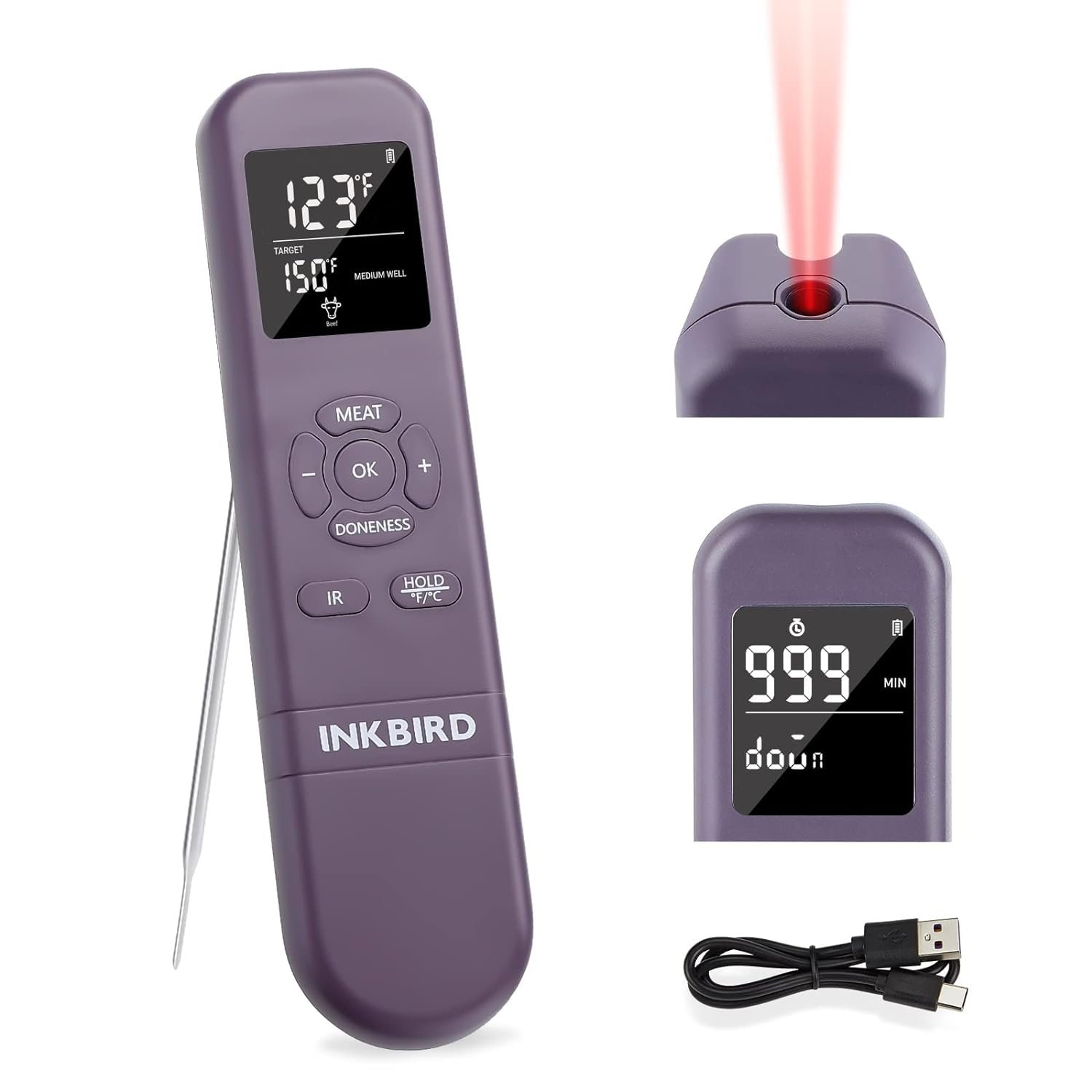 INKBIRD 3-in-1 Instant Read Thermometer for Cooking Temperature,Infrared Thermometer Meat Thermometer with Probe,Food Thermometer with Timer for BBQ,Grilling, Griddle,Oven,Candy, Kitchen INKBIRD 3-in-1 Instant Read Thermometer for Cooking Temperature,Infrared Thermometer Meat Thermometer with Probe,Food Thermometer with Timer for BBQ,Grilling, Griddle,Oven,Candy, Kitchen