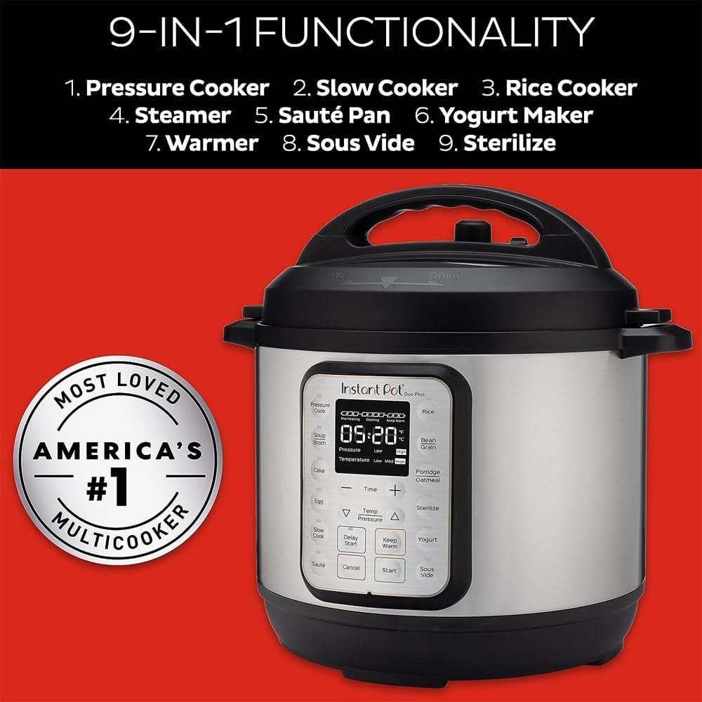 Instant Pot 072-10-4433 Duo Plus 9-in-1 Electric Pressure Cooker 6 Quart Stainless Steel (Renewed)F Instant Pot 072-10-4433 Duo Plus 9-in-1 Electric Pressure Cooker 6 Quart Stainless Steel (Renewed)F