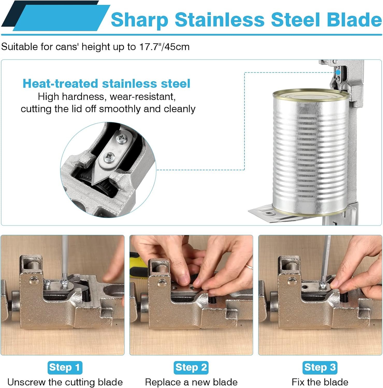 IRONWALLS Commercial Can Opener, 16” /41cm Heavy Duty Tabletop Manual Can Opener for Cans Up to 10” Tall, Adjustable Metal Can Opener with Plated Steel Base, Fits for Restaurant, Hotel, Bar, Home