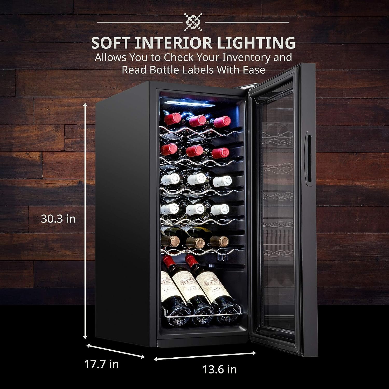 Ivation 18 Bottle Compressor Wine Cooler Refrigerator | Large Freestanding Wine Cellar For Red, White, Champagne or Sparkling Wine | 41f-64f Digital Temperature Control Fridge Glass Door Black Ivation 18 Bottle Compressor Wine Cooler Refrigerator | Large Freestanding Wine Cellar For Red, White, Champagne or Sparkling Wine | 41f-64f Digital Temperature Control Fridge Glass Door Black