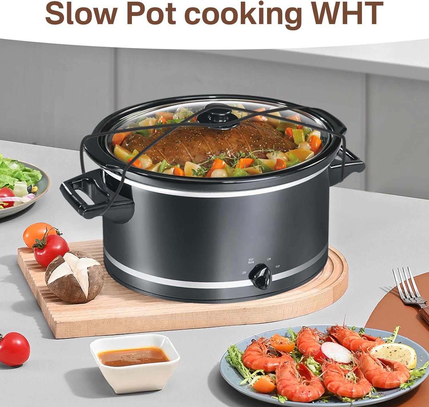 IWIWE Lid Latch Strap Rubber Band 6,7,8 Quart Compatible with Hamilton Beach Crock Pot Slow Cooker WHT Black (2PC)