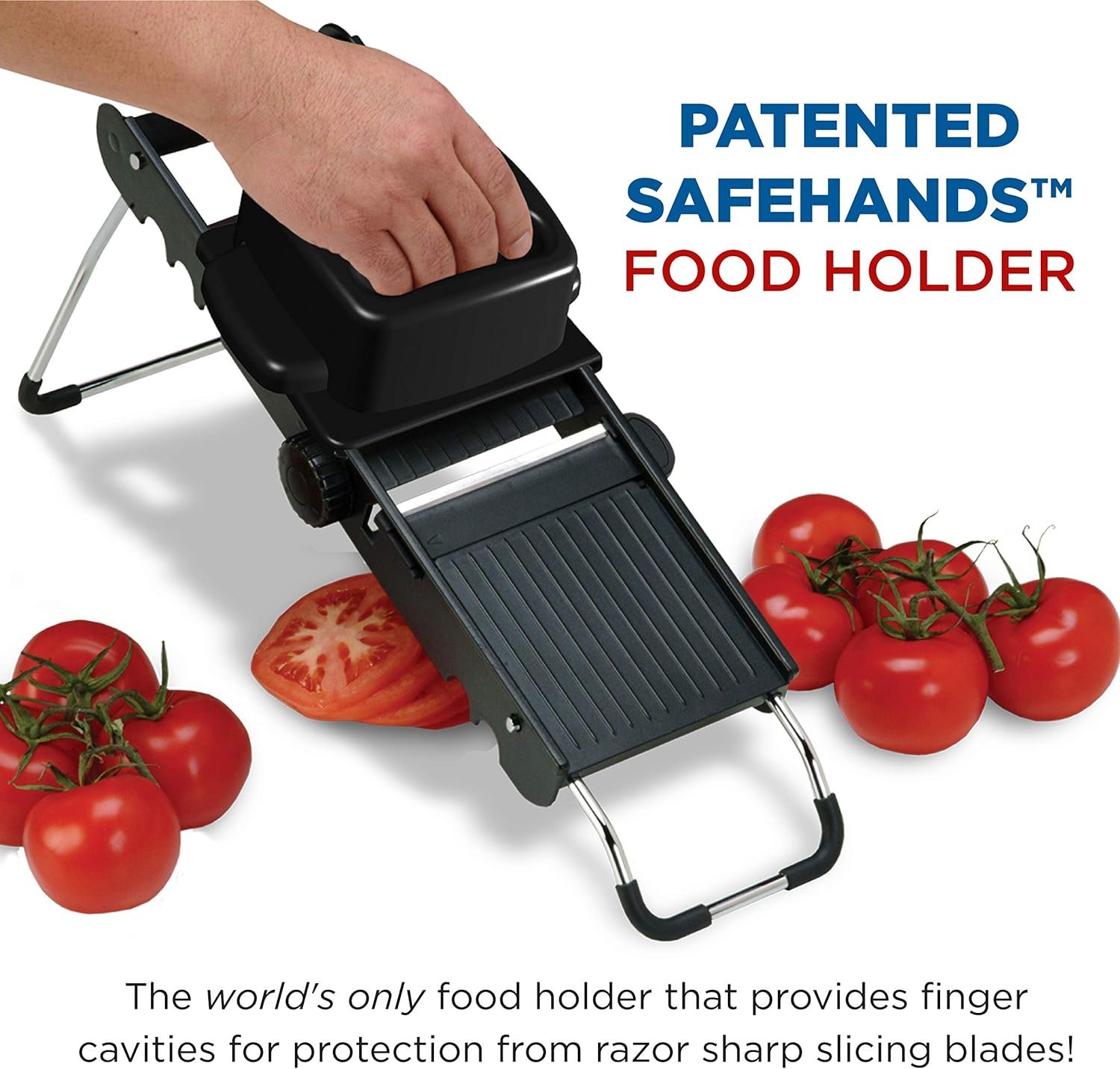 Jaccard ABS SafeHands Mandolin Slicer with Seven Interchangeable Blade Cartridges - QUITE POSSIBLY THE SAFEST MANDOLIN IN THE WORLD Black Jaccard ABS SafeHands Mandolin Slicer with Seven Interchangeable Blade Cartridges - QUITE POSSIBLY THE SAFEST MANDOLIN IN THE WORLD Black