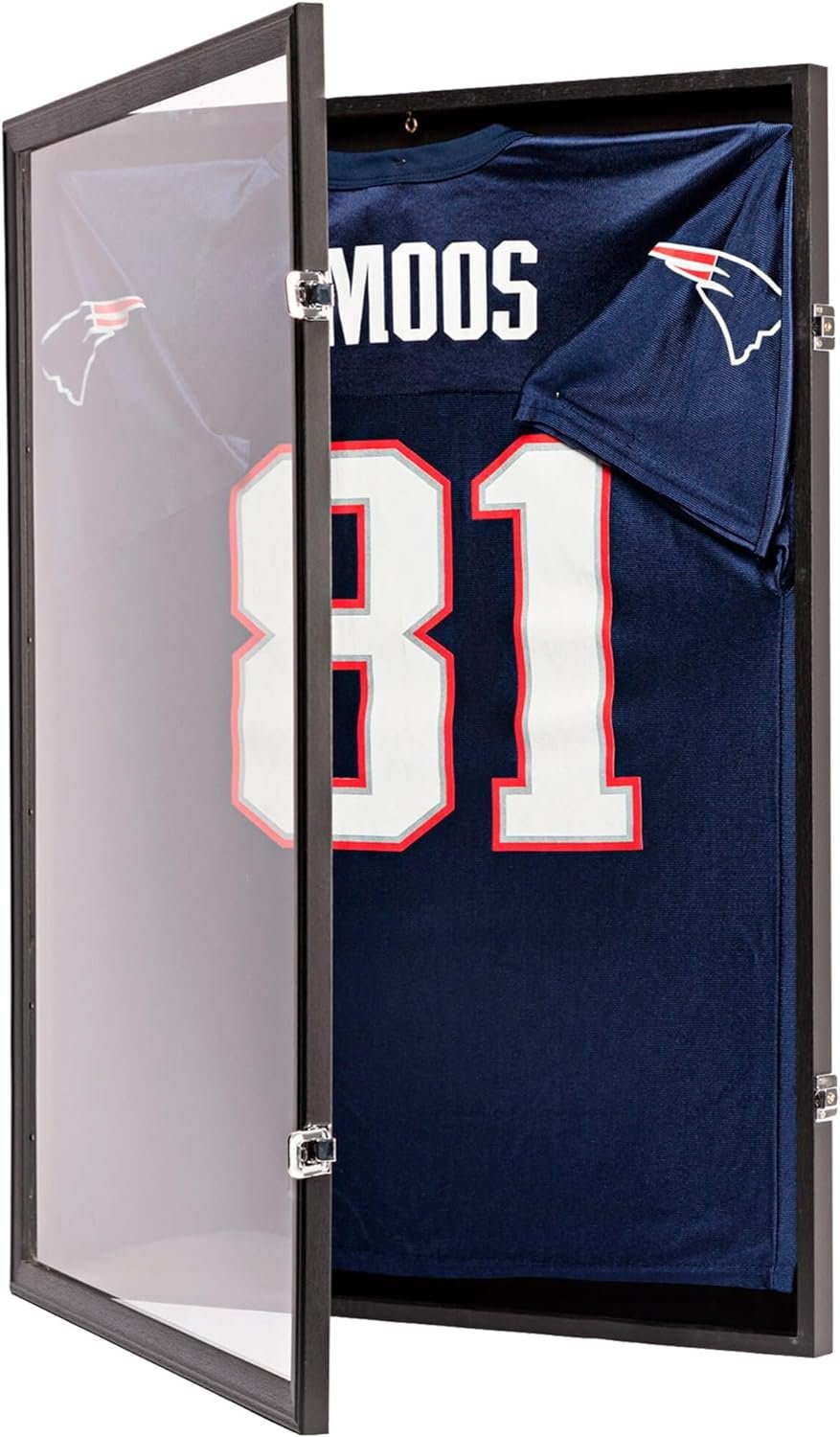 Jersey Frame Display Case – Sports Jersey Display Frame with 98% UV Protection for Football, Baseball, Basketball, Hockey, Soccer, Uniform  T-Shirt – Lockable  Durable Frame (Blk/SLV)