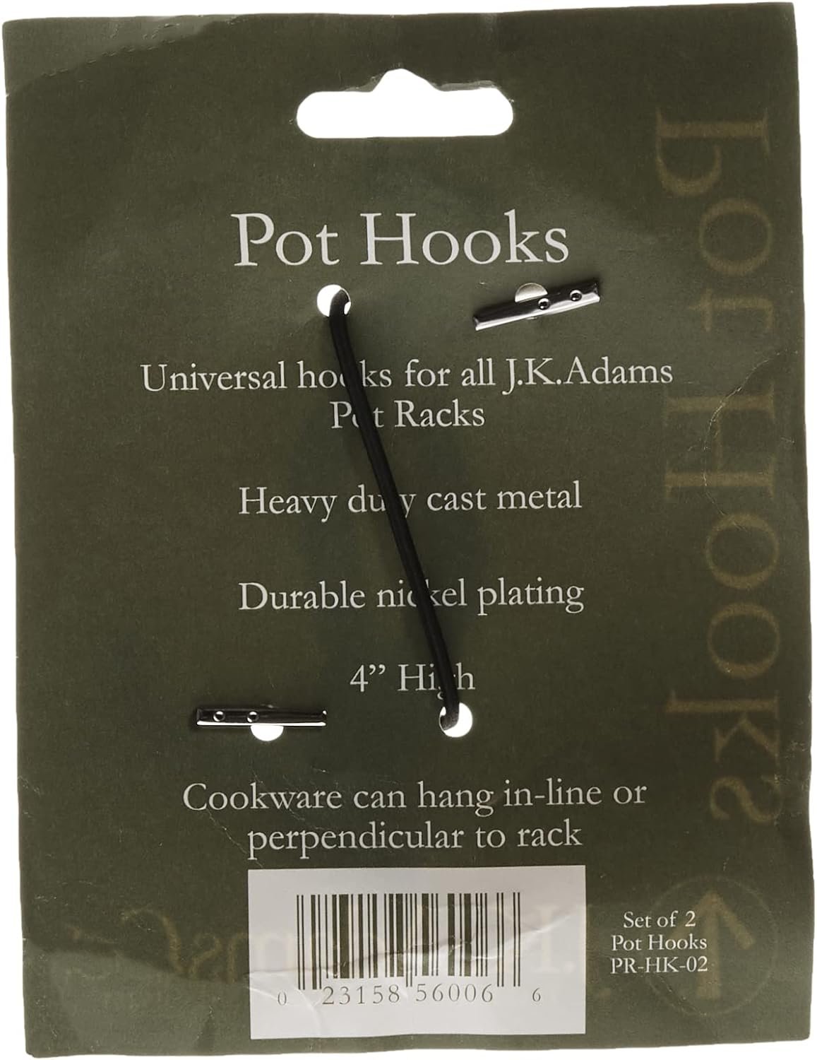 J.K. Adams 4-Inch Pot Hooks for Pot Rack, Set of 2
