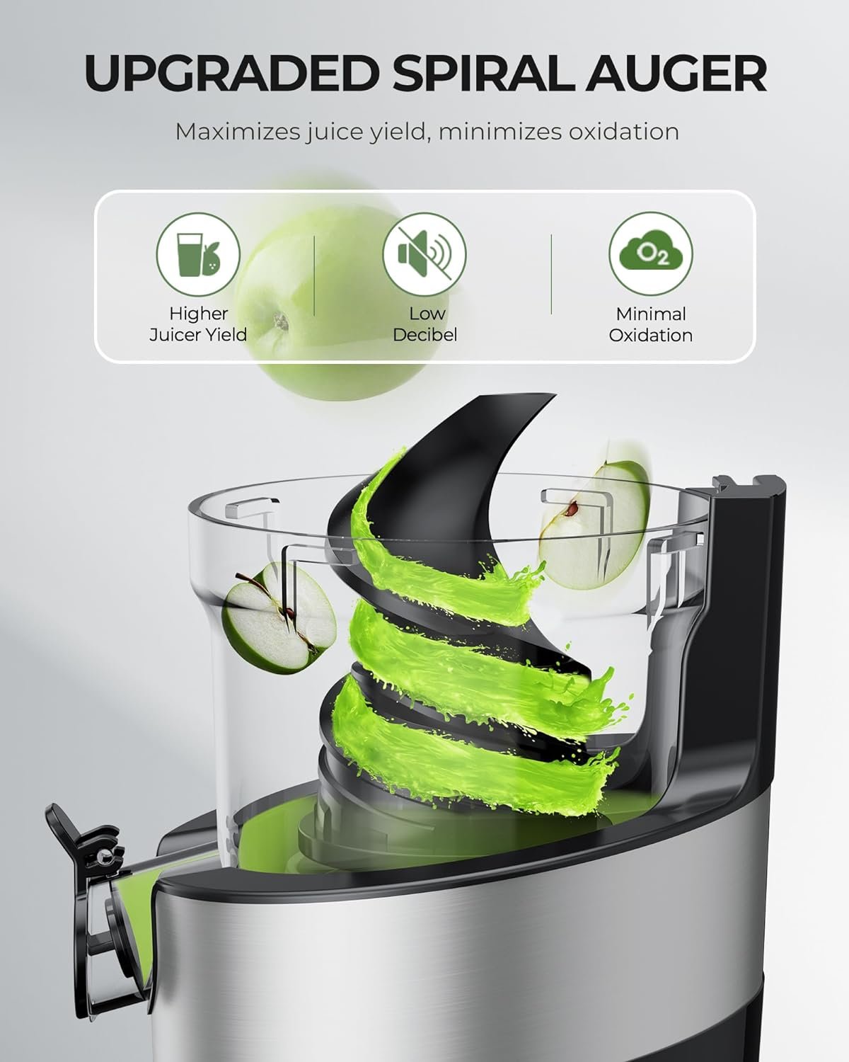 Jocuu Cold Press Juicer Machine with Large Feeding Chute, Slow Masticating Juicer for Vegetables and Fruits with High Juicer Yield, Effortless Cleaning, BPA Free Whole Fruit Juicer