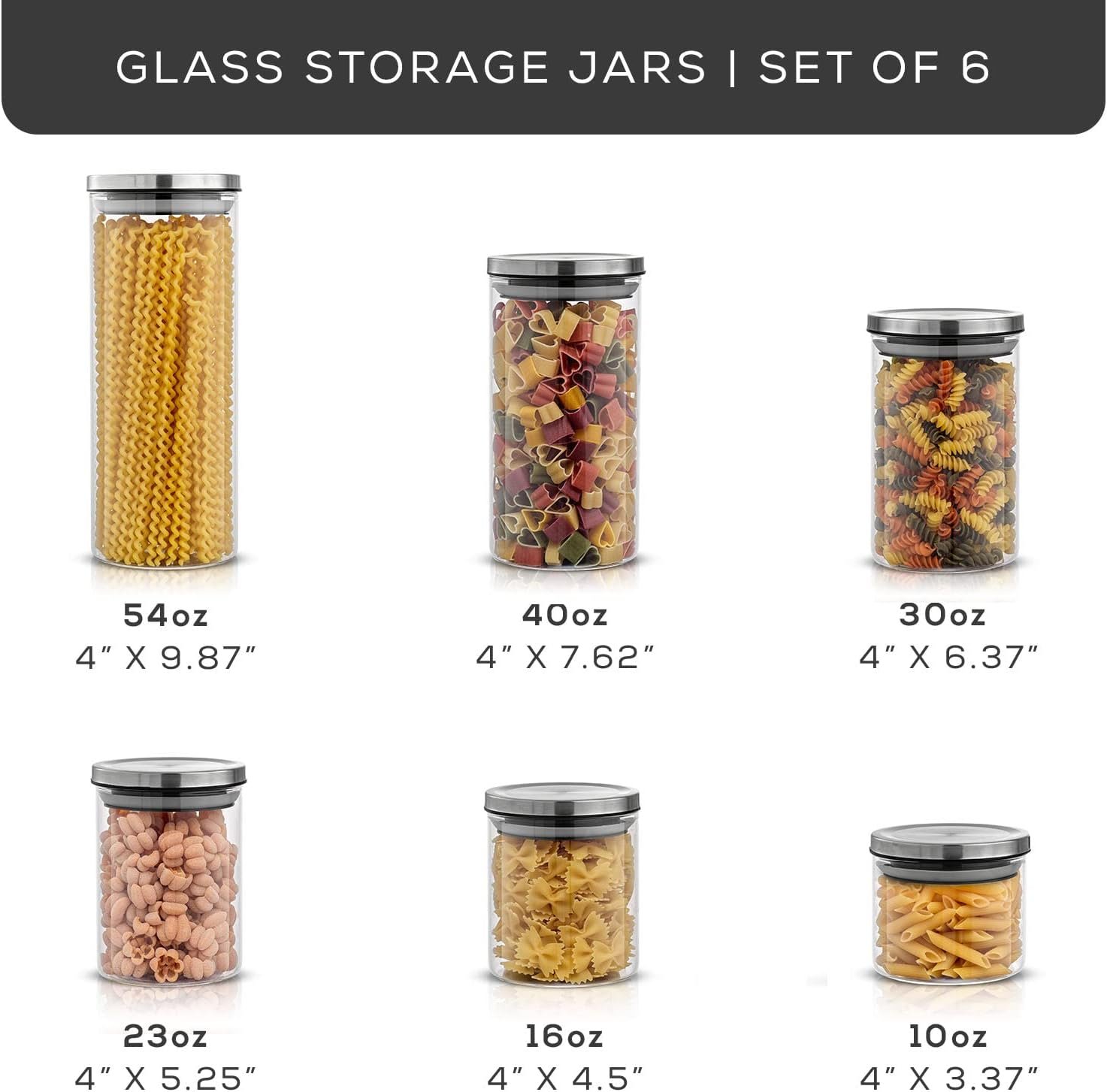 JoyJolt Borosilicate Glass Jars With Bamboo Lids. 6 Pc Set of Air Tight Sealable Containers. Food Jar Canisters with Airtight Lid for Pantry Storage and Kitchen Organization. JoyJolt Borosilicate Glass Jars With Bamboo Lids. 6 Pc Set of Air Tight Sealable Containers. Food Jar Canisters with Airtight Lid for Pantry Storage and Kitchen Organization.