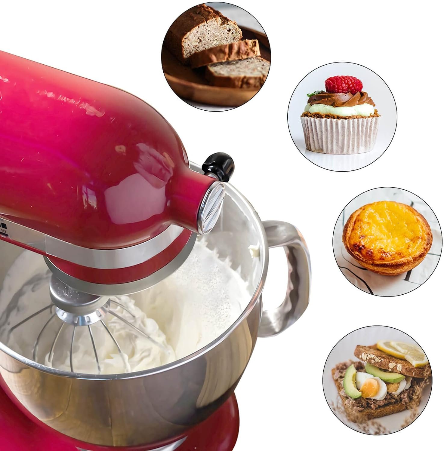 K45WW Wire Whip for Kitchenaid Stand Mixer, Stainless Steel, Egg Heavy Cream Beater, Cakes Mayonnaise