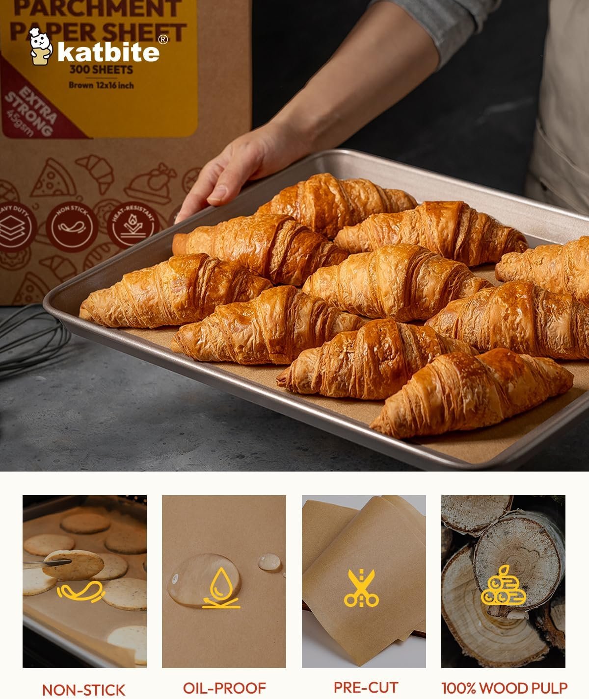 Katbite 120Pcs 8x12 inches Parchment Paper Sheets, Heavy Duty Unbleached Baking Paper, Pre-cut Parchment Paper for Baking, Air Fryer, Grilling, Steaming Katbite 120Pcs 8x12 inches Parchment Paper Sheets, Heavy Duty Unbleached Baking Paper, Pre-cut Parchment Paper for Baking, Air Fryer, Grilling, Steaming