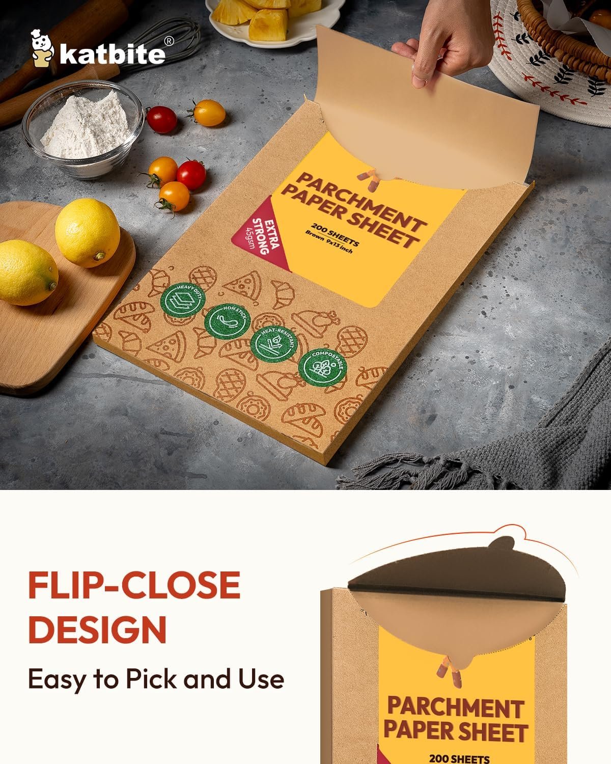 katbite-120pcs-8x12-inches-parchment-paper-sheets-heavy-duty-unbleached-baking-paper-pre-cut-parchment-paper-for-baking- - Cooking Appliance World