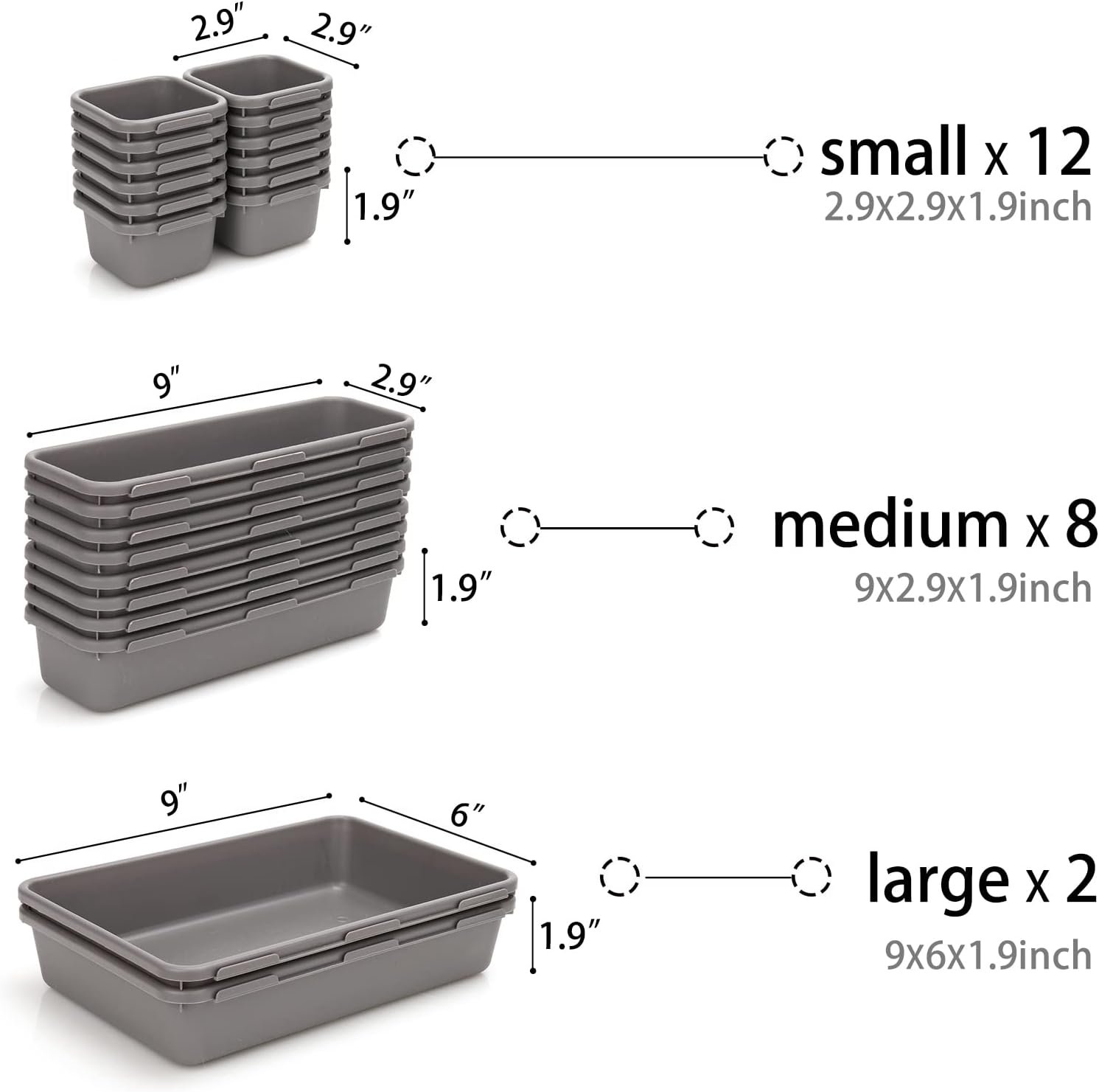 KeFanta 22 Pack Desk Drawer Organizers,Interlocking Junk Drawer Organizers and Storage with 3 Sizes,Desk Drawer Tray Organizer for Office,Bathroom,Kitchen,Makeup(Grey) KeFanta 22 Pack Desk Drawer Organizers,Interlocking Junk Drawer Organizers and Storage with 3 Sizes,Desk Drawer Tray Organizer for Office,Bathroom,Kitchen,Makeup(Grey)
