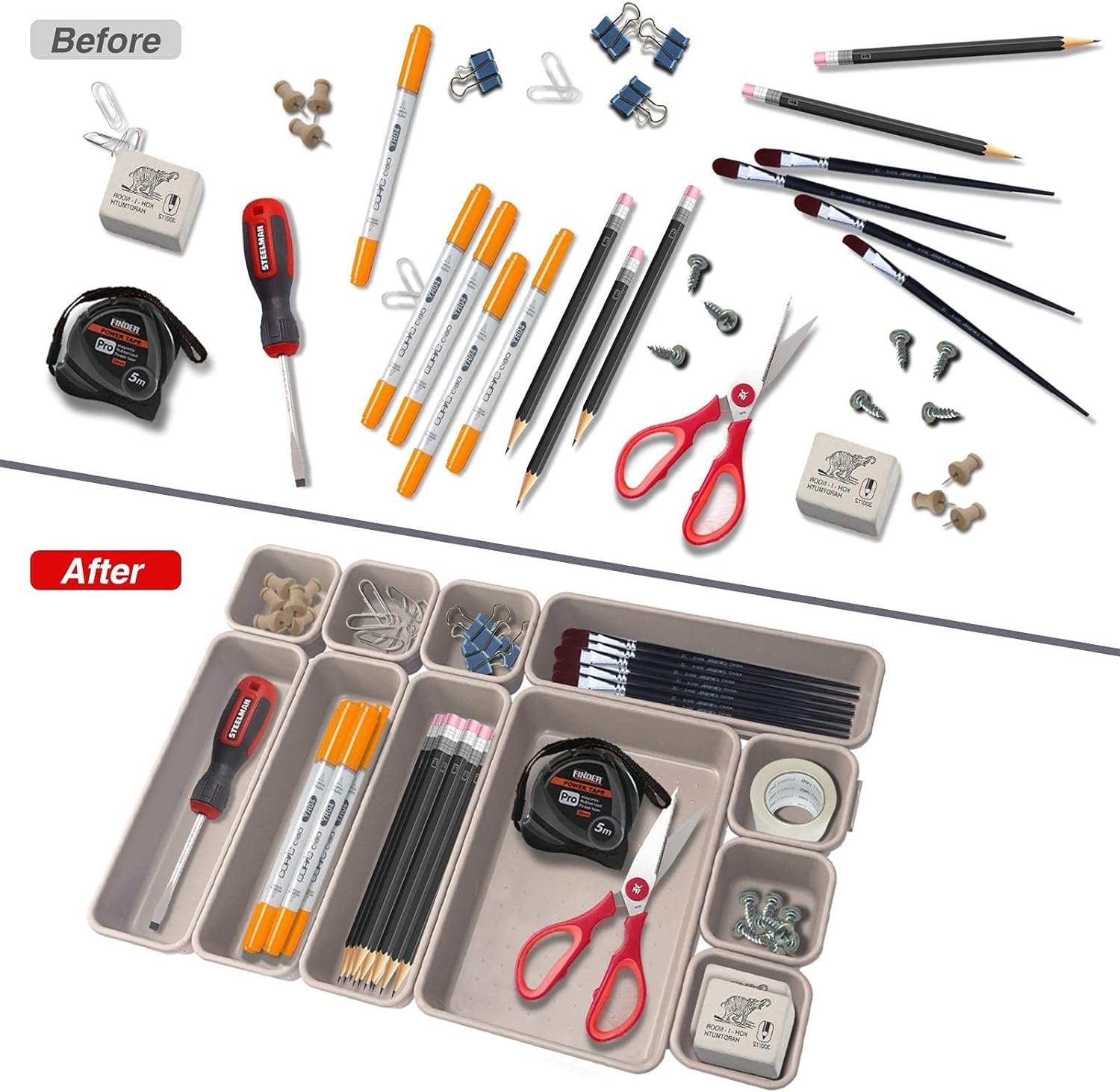 KeFanta 22 Pack Desk Drawer Organizers,Interlocking Junk Drawer Organizers and Storage with 3 Sizes,Desk Drawer Tray Organizer for Office,Bathroom,Kitchen,Makeup(Grey) KeFanta 22 Pack Desk Drawer Organizers,Interlocking Junk Drawer Organizers and Storage with 3 Sizes,Desk Drawer Tray Organizer for Office,Bathroom,Kitchen,Makeup(Grey)