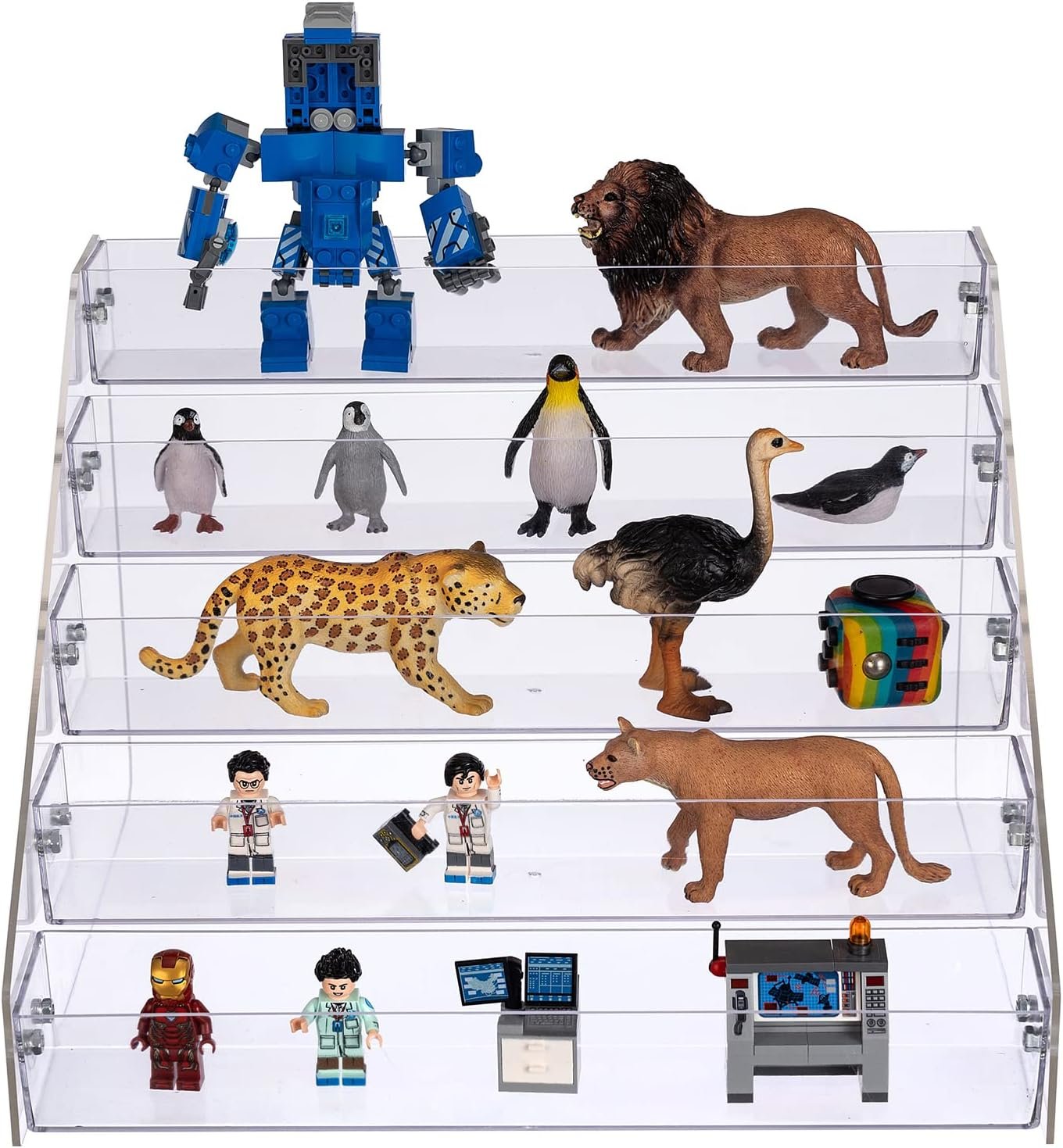 Kihor Tiered Spice Rack Acrylic, Spice Rack Shelf Seasoning Organizer for Countertop, Cabinet, Pantry, Kitchen Storage - 5 Tier