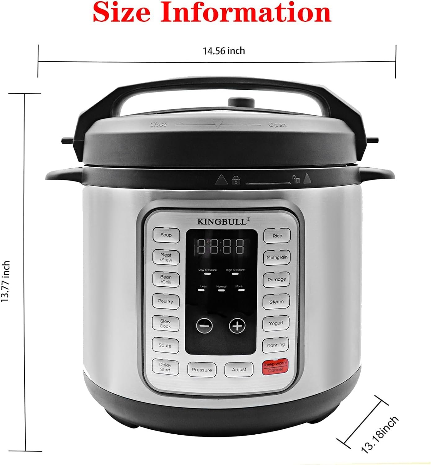 KINGBULL 12-in-1 Electric Pressure Cooker, Instant Multi-Use Non-Stick Pot, Slow Cooker, Rice Cooker, Steamer, Sauté, Yogurt Maker, Warmer Delay Start,LED Screen Manual (8 QT)