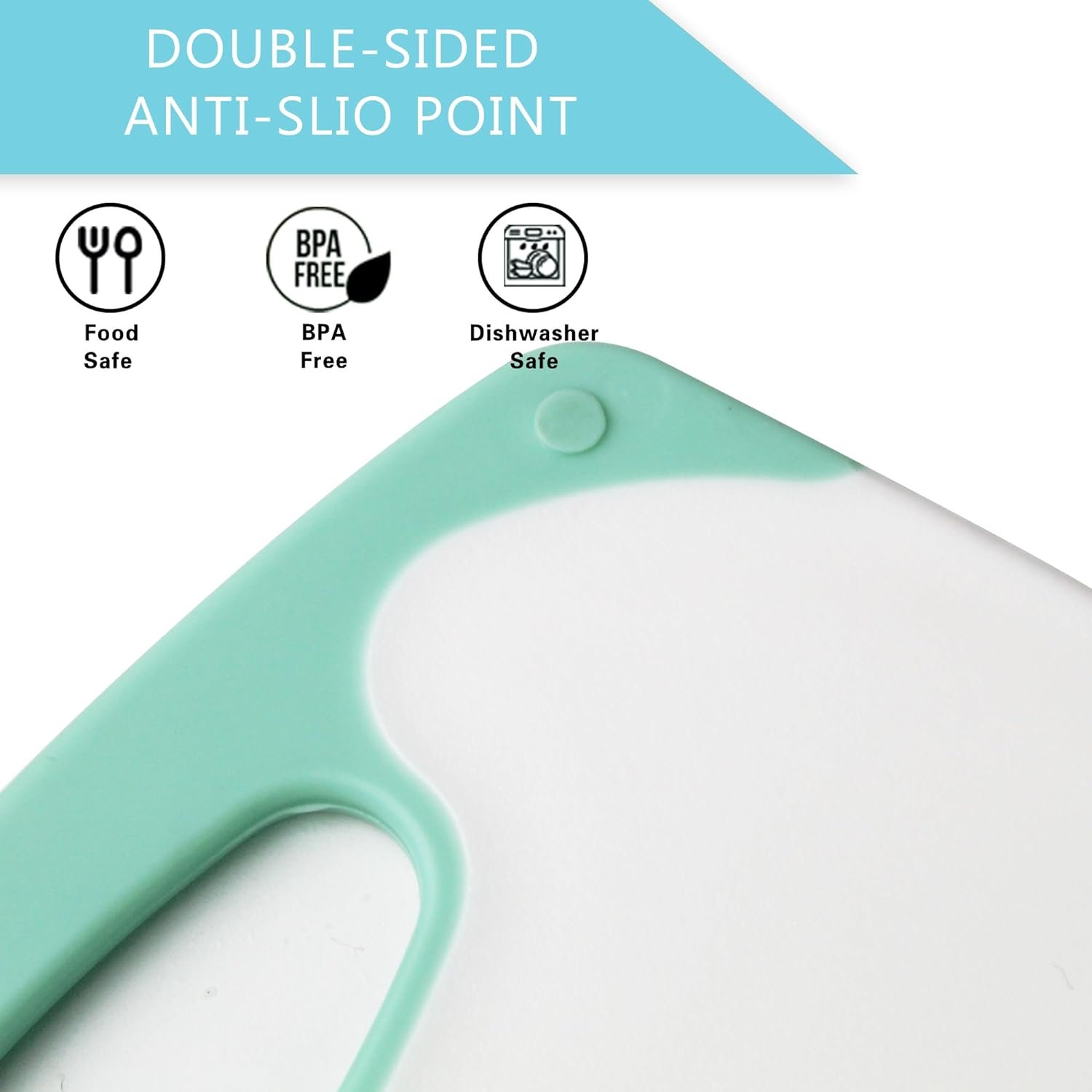 Kitchen Cutting Board Set, BPA-Free Kitchen Plastic Cutting Board 3-Piece Set with Easy-Grip Handles and Non-Slip Bottom for Cutting Fruits, Vegetables, Fish and Meat (Green)