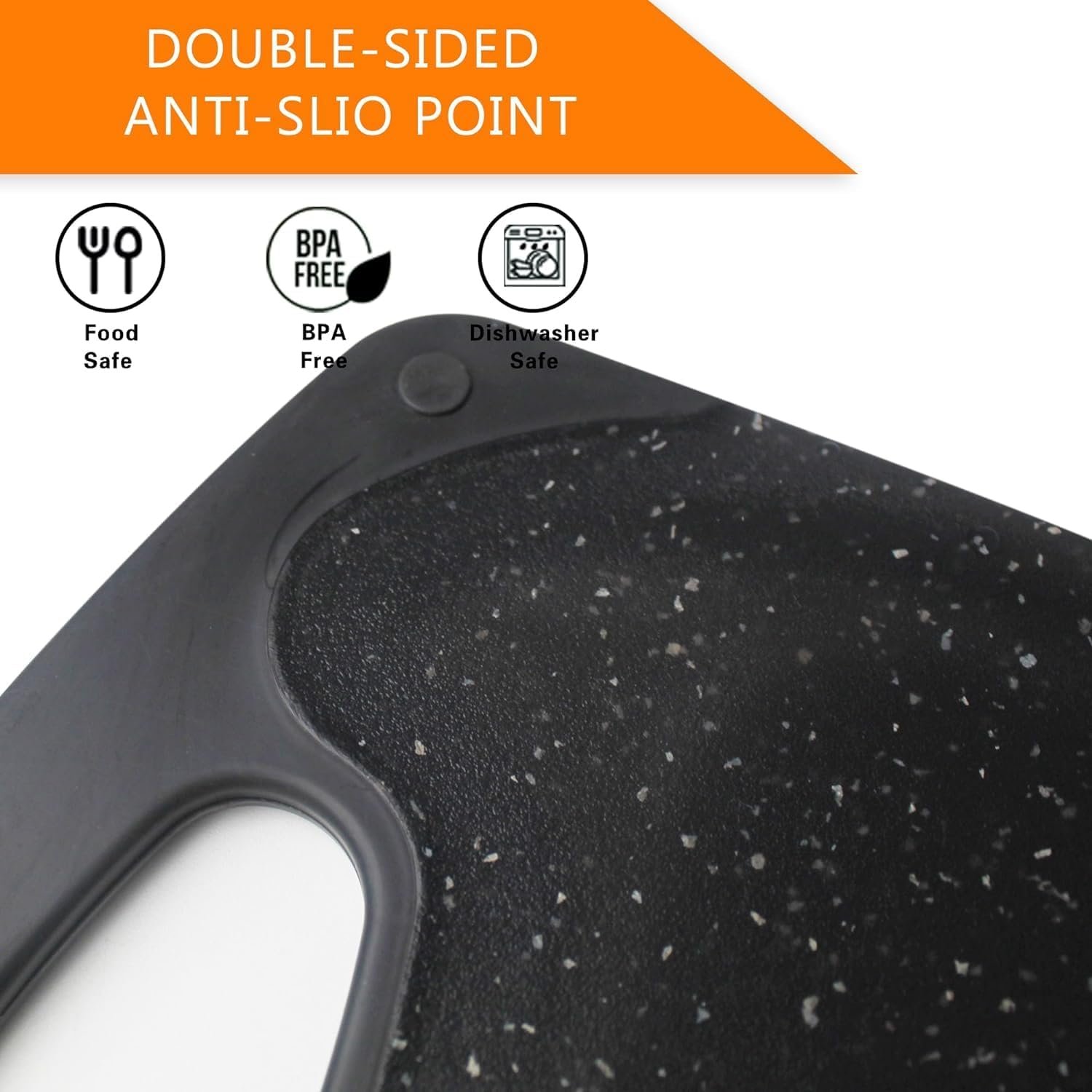 Kitchen Cutting Board Set, BPA-Free Kitchen Plastic Cutting Board 3-Piece Set with Easy-Grip Handles and Non-Slip Bottom for Cutting Fruits, Vegetables, Fish and Meat (Marble Black)