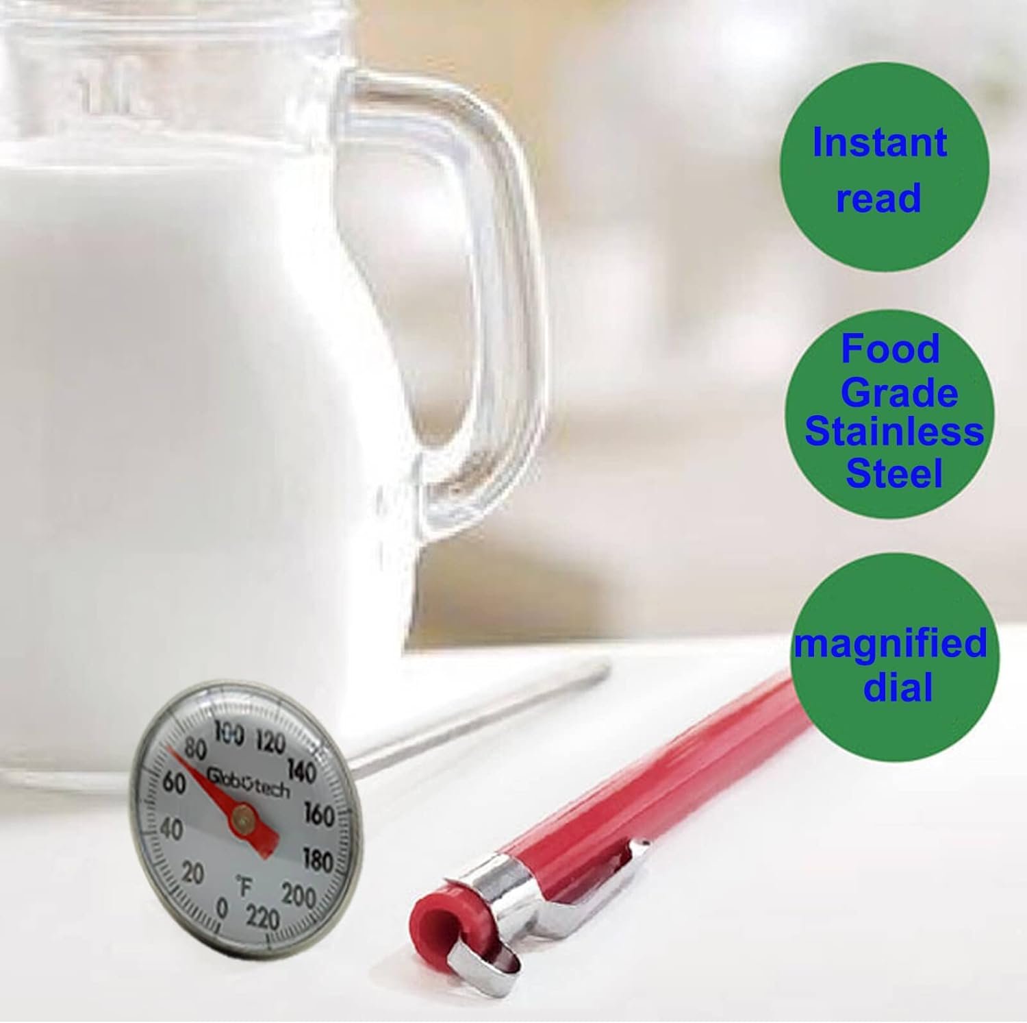 Kitchen Food-Cooking Meat Coffee Thermometer – 6pc Pocket Espresso Thermometer for Milk Foam Frothing Chocolate Water Grill, Turkey, BBQ Temperature Stainless Steel 1 Dial 5 Long Stem Kitchen Food-Cooking Meat Coffee Thermometer – 6pc Pocket Espresso Thermometer for Milk Foam Frothing Chocolate Water Grill, Turkey, BBQ Temperature Stainless Steel 1 Dial 5 Long Stem