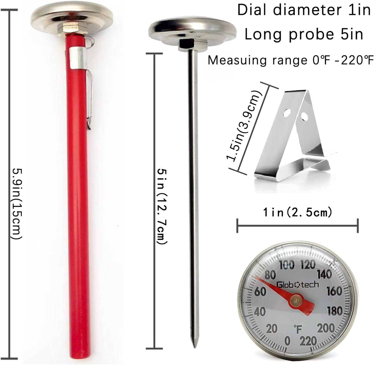 Kitchen Food-Cooking Meat Coffee Thermometer – 6pc Pocket Espresso Thermometer for Milk Foam Frothing Chocolate Water Grill, Turkey, BBQ Temperature Stainless Steel 1 Dial 5 Long Stem Kitchen Food-Cooking Meat Coffee Thermometer – 6pc Pocket Espresso Thermometer for Milk Foam Frothing Chocolate Water Grill, Turkey, BBQ Temperature Stainless Steel 1 Dial 5 Long Stem