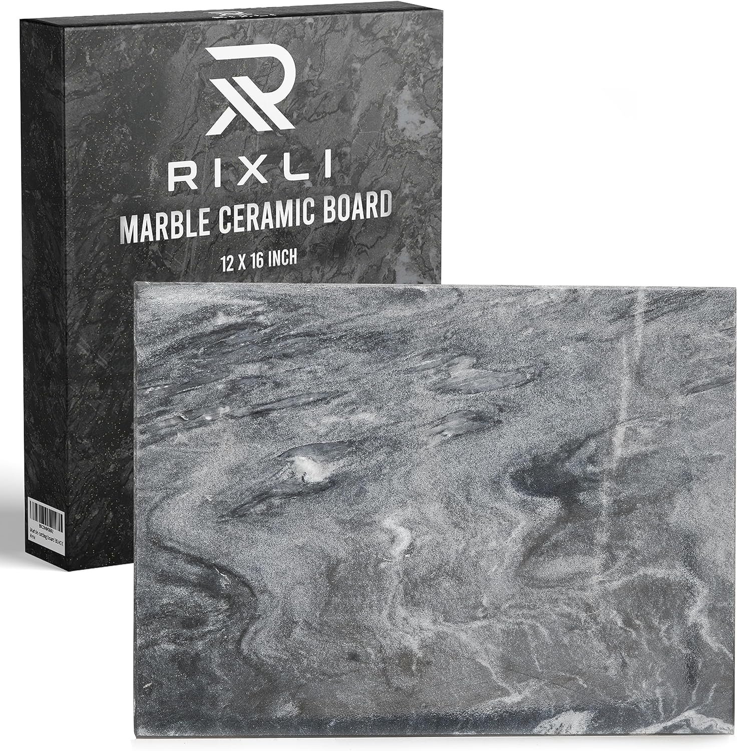 Kitchen Marble Stone Cutting Board - Marble Cutting  Charcuterie Board of 16 x 12 x 0.6 Inches, Non Slip Scratch Resistant Pastry Tray, Rectangular Serving  Chopping Slab for Countertop - Black