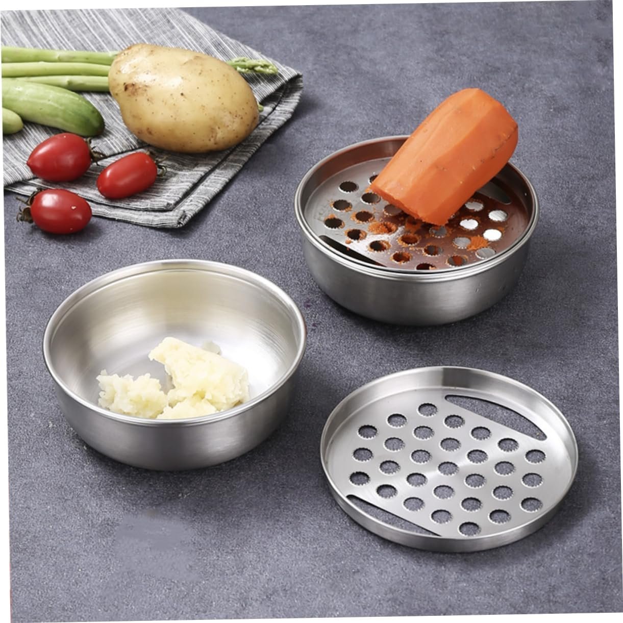 Kitchen Vegetable Cutter Stainless Steel Food Shredder Salad Maker Bowl Onion Grinder Garlic Child