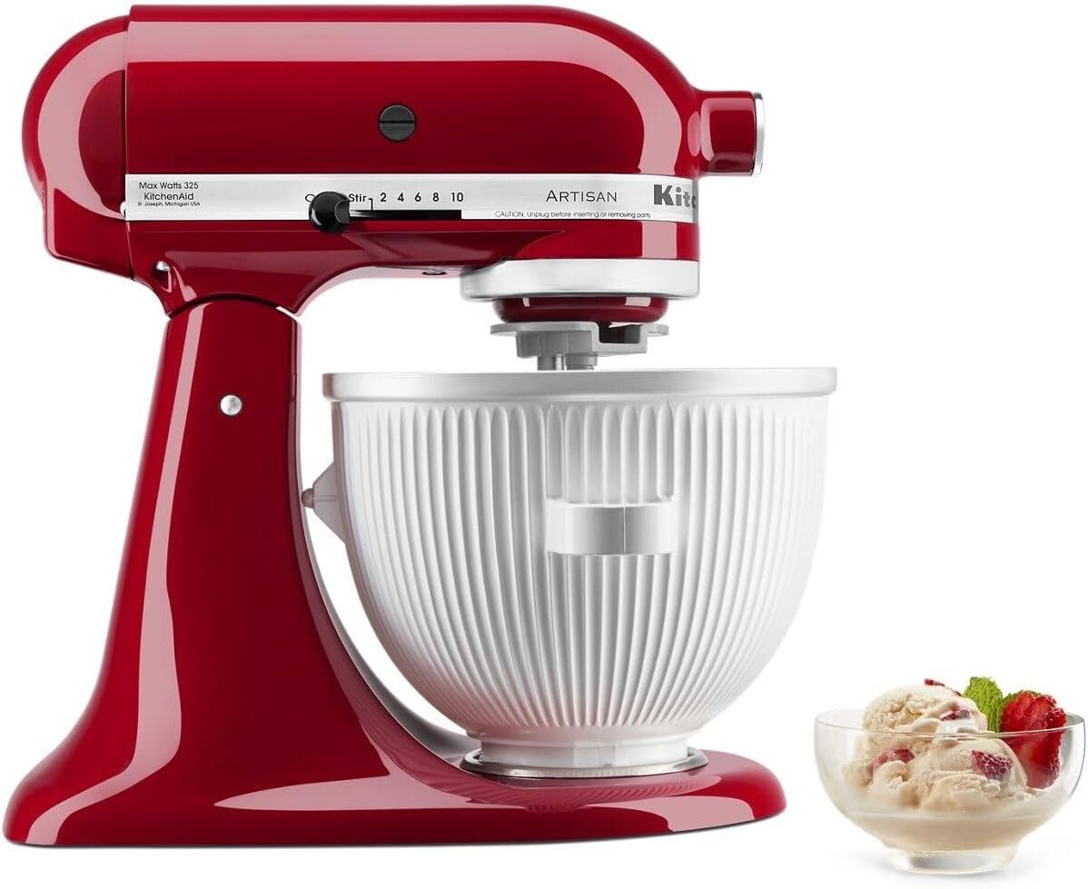 KitchenAid® 7 Quart Bowl-Lift Stand Mixer, Empire Red  Ice Cream Maker Attachment Stand Mixer, 2 Quart, White