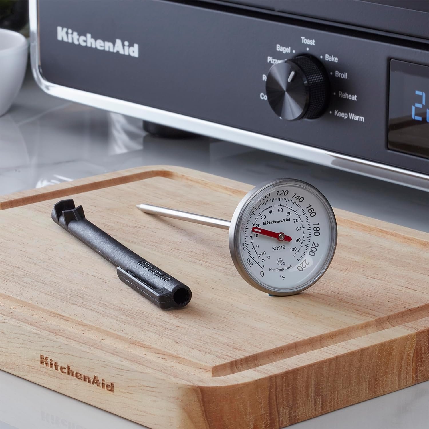 KitchenAid Analog Instant Read Food and Meat Thermometer with 1.75-inch Dial, Recalibration Feature, Black Storage Sleeve