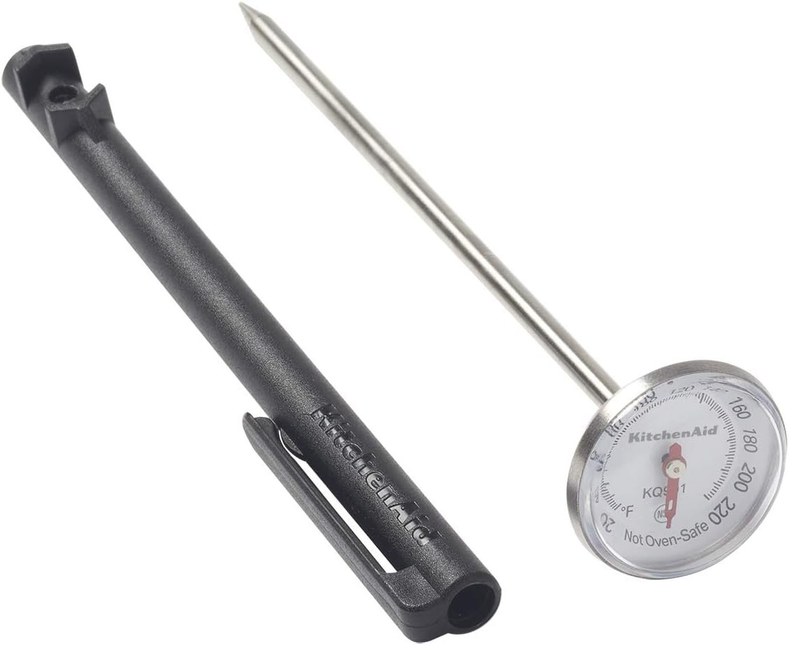 KitchenAid Analog Instant Read Food and Meat Thermometer with 1.75-inch Dial, Recalibration Feature, Black Storage Sleeve