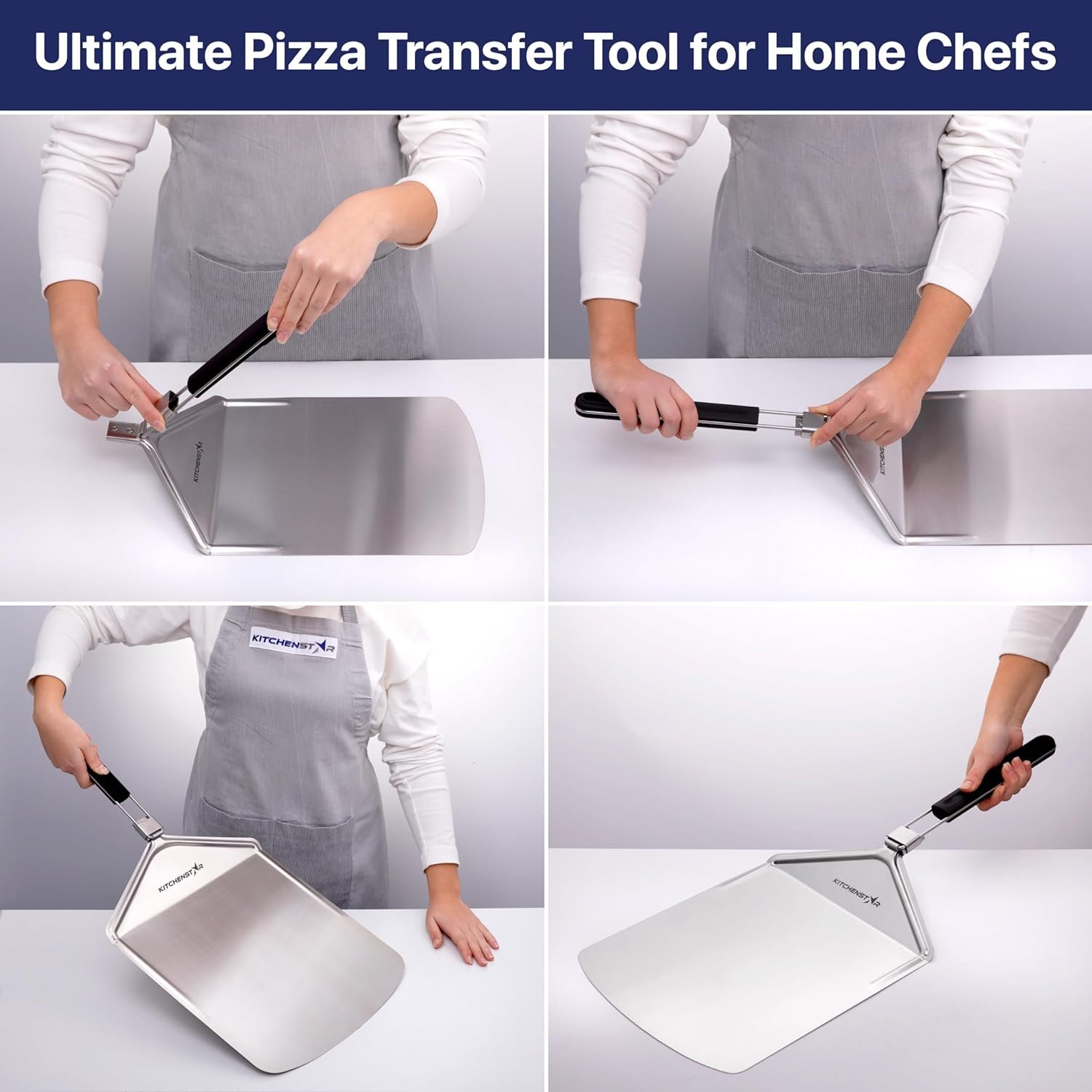 KitchenStar 12 Perforated Pizza Peel with Long Folding Handle - Stainless Steel Spatula Paddle for Effortless Pizza Transfer  Easy Storrage - Outdoor Pizza Oven Accessories KitchenStar 12 Perforated Pizza Peel with Long Folding Handle - Stainless Steel Spatula Paddle for Effortless Pizza Transfer  Easy Storrage - Outdoor Pizza Oven Accessories