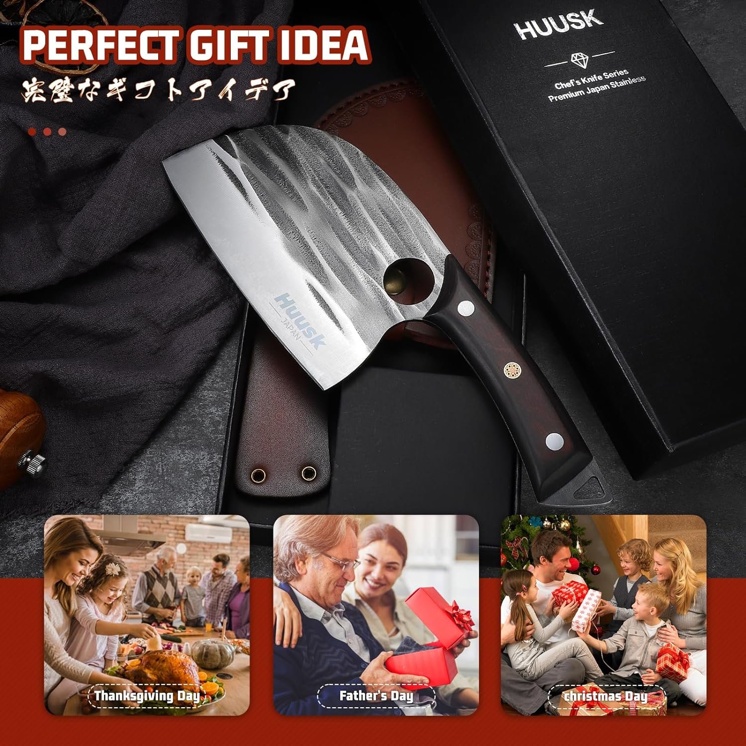 Knives from Japan, Upgraded Serbian Chef Knife Forged Butcher Knife with Sheath Japanese Meat Cleaver Knife for Meat Cutting Heavy Duty Chopping Knife for Outdoor Cooking, Camping