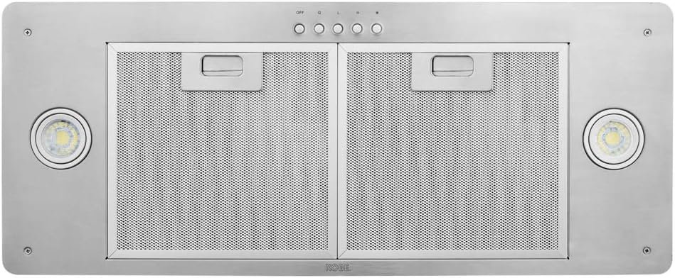 KOBE INX2730SQB-700-2 Brillia 30-inch Built-in/ Insert Range Hood, 3-Speed, 550 CFM, LED Lights, Baffle Filters, Stainless Steel