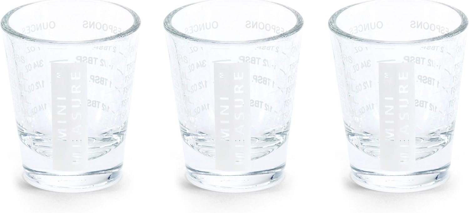 Kolder Mini Measure Heavy Glass, 20-Incremental Measurements Multi-Purpose Liquid and Dry Measuring Shot Glass, Black