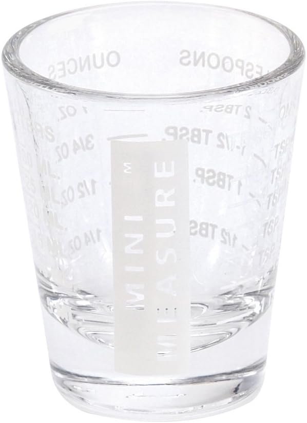 Kolder Mini Measure Heavy Glass, 20-Incremental Measurements Multi-Purpose Liquid and Dry Measuring Shot Glass, Black