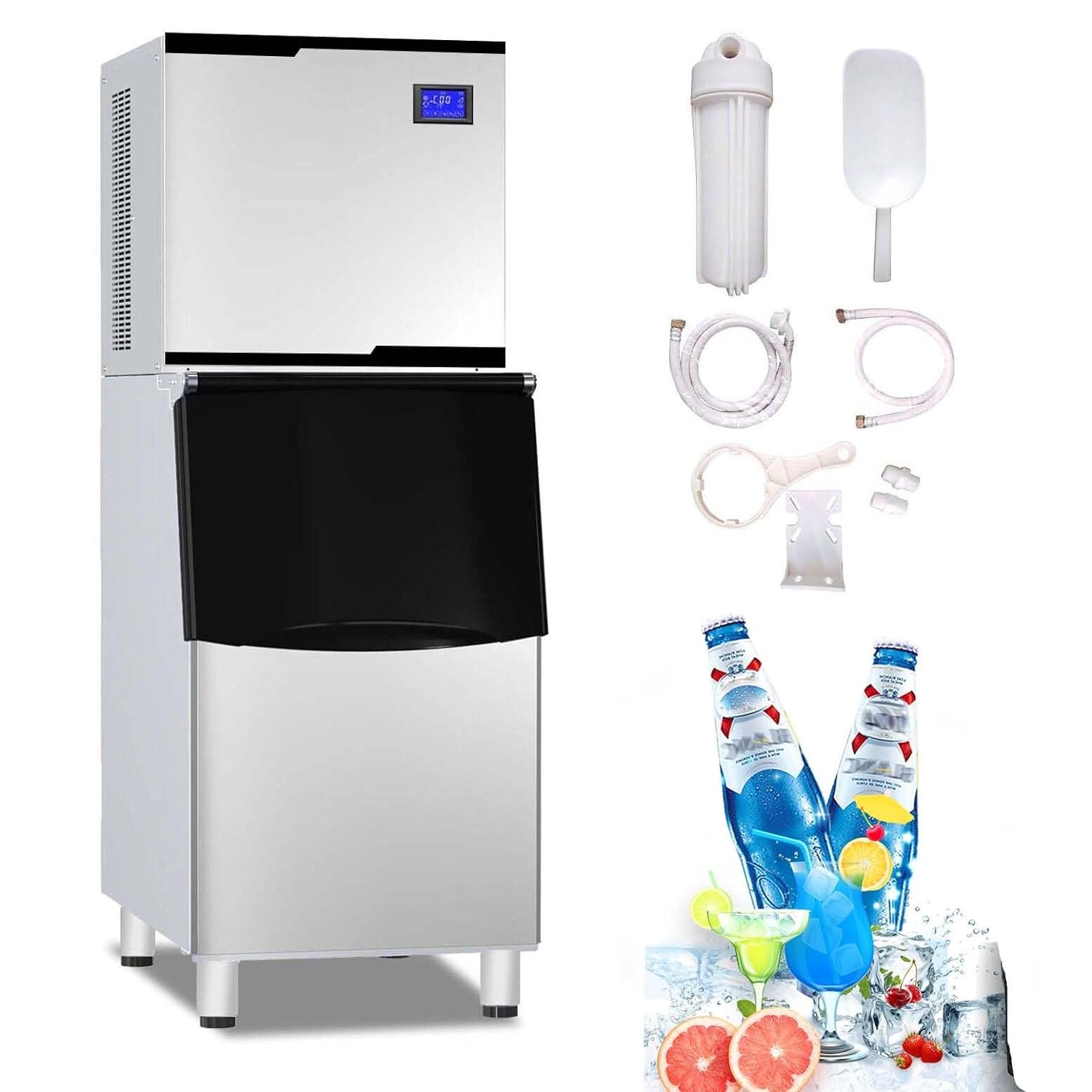 Kolice Commercial Ice Machine Ice Cube Making Machine-550 LBS/Day, Auto Cleaning, Air Cooling for Hotel,Bars, Cafes, Restaurant, Ice Cream Store, Dessert Shops Kolice Commercial Ice Machine Ice Cube Making Machine-550 LBS/Day, Auto Cleaning, Air Cooling for Hotel,Bars, Cafes, Restaurant, Ice Cream Store, Dessert Shops